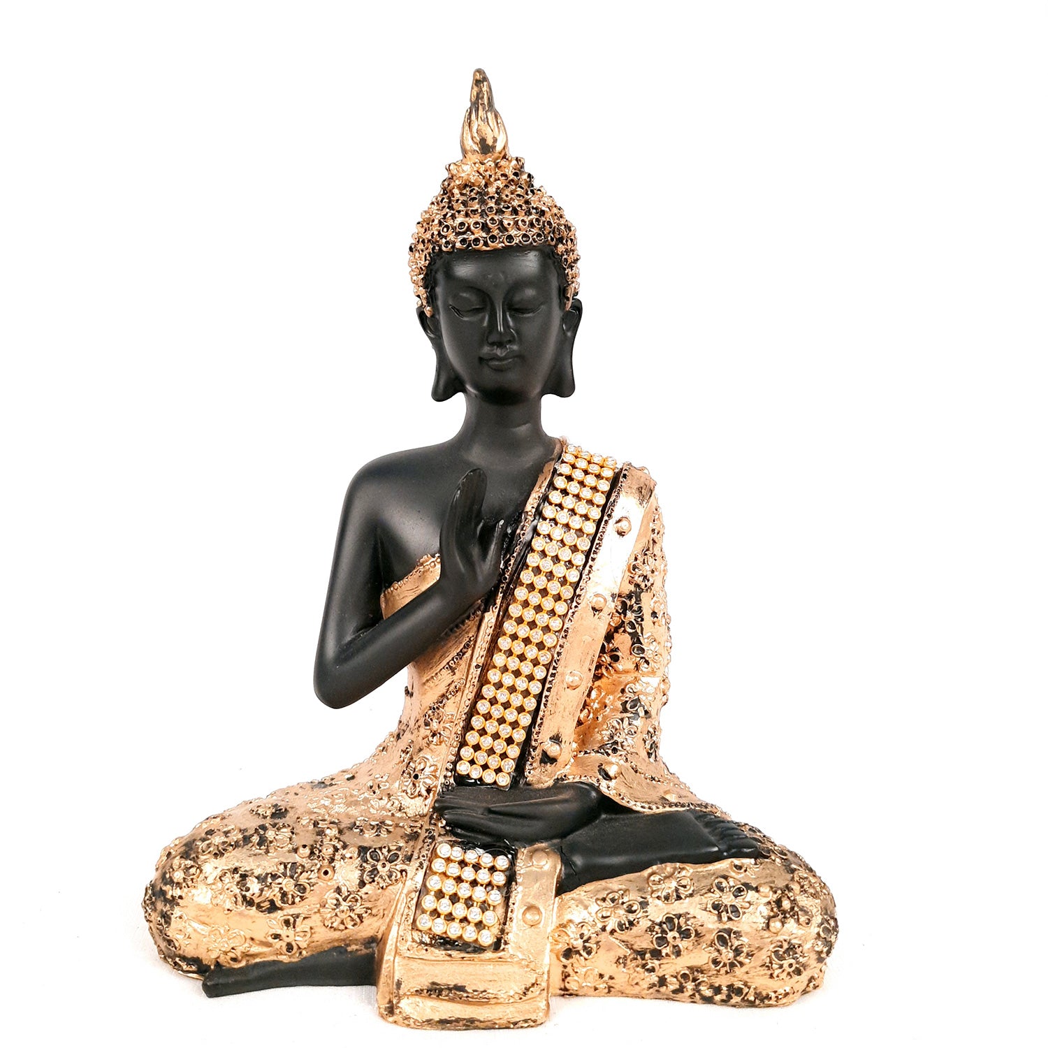 Buddha Statue with Rustic Look | Lord Gautam Buddha Showpiece in Meditation Design - For Living room, Home, Table, Office Decor & Gift- 7 Inch - apkamart