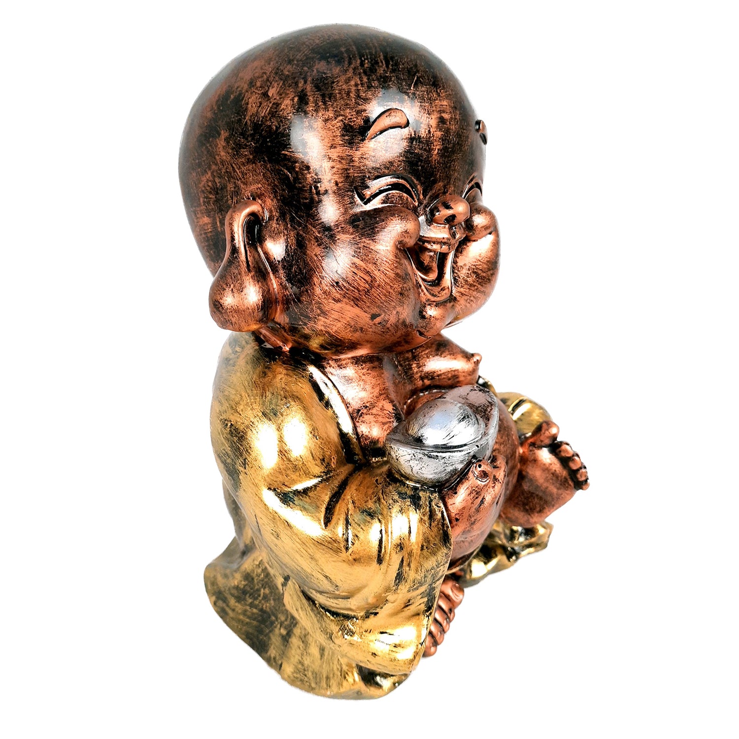 Laughing Buddha Showpiece | Baby Monk Statue - for Happiness, Positivity, Home Decor & Gift - 8 Inch - apkamart
