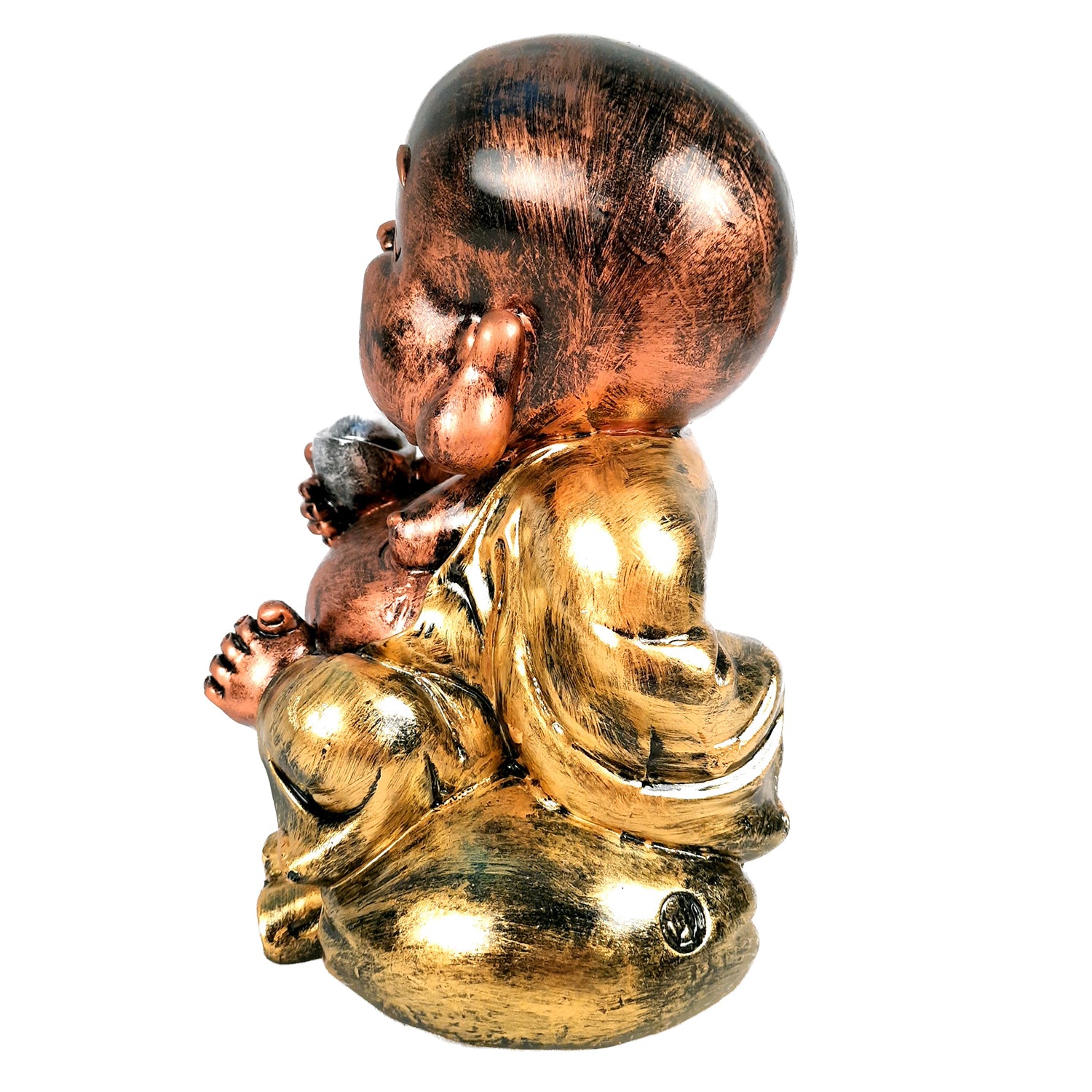 Laughing Buddha Showpiece | Baby Monk Statue - for Happiness, Positivity, Home Decor & Gift - 8 Inch - apkamart