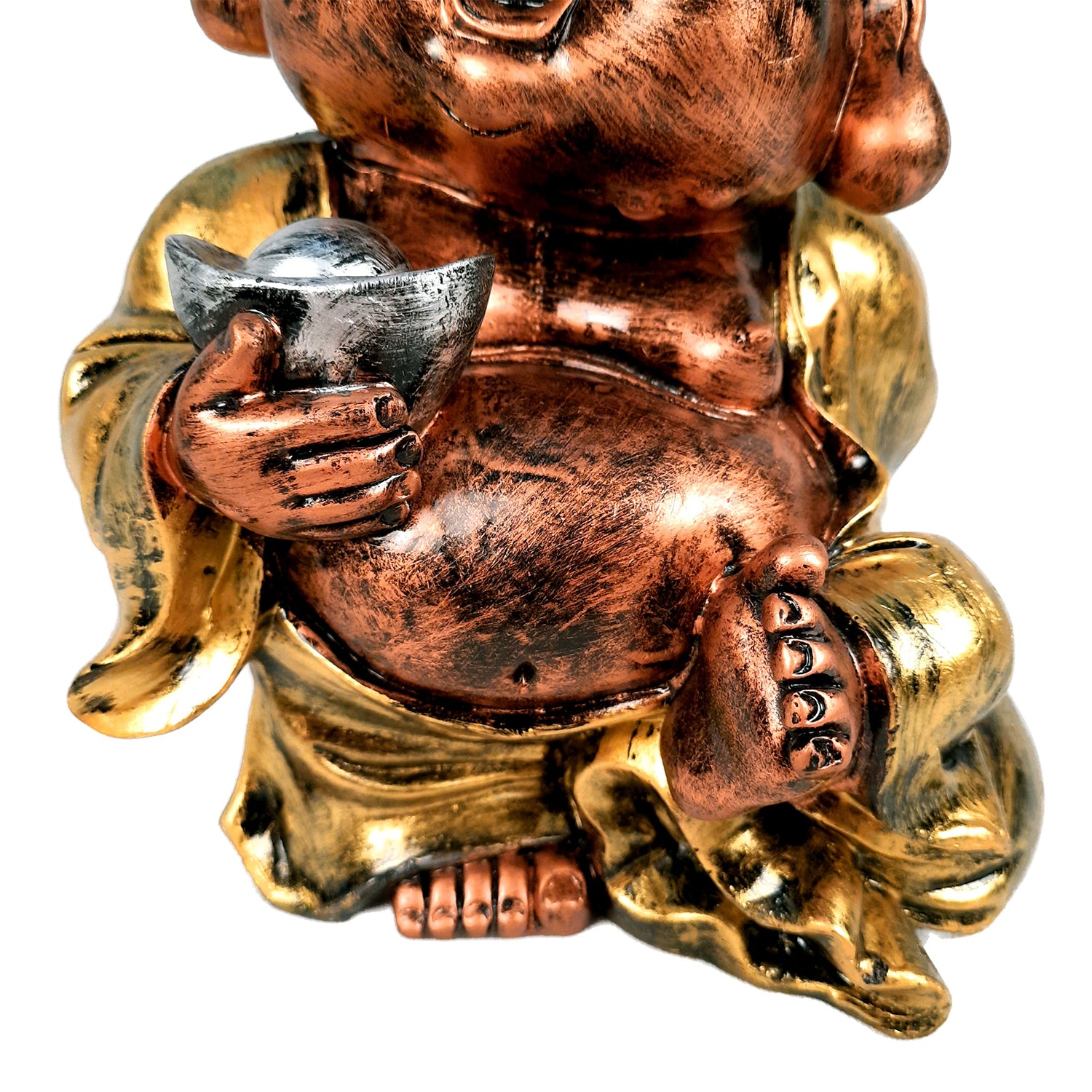 Laughing Buddha Showpiece | Baby Monk Statue - for Happiness, Positivity, Home Decor & Gift - 8 Inch - apkamart