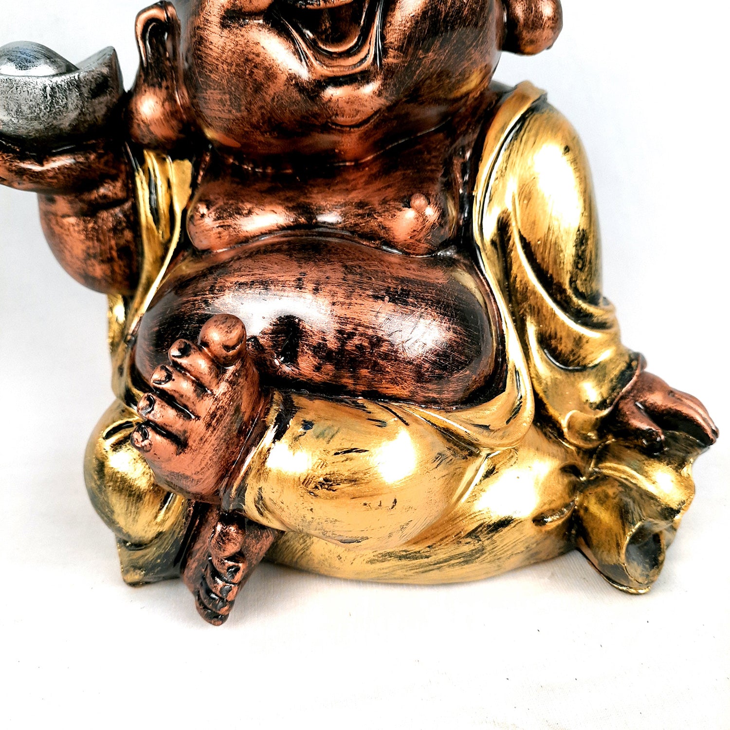 Laughing Buddha Showpiece For Good Luck | Baby Monk Statue - for Money, Happiness, Positivity, Home Decor & Gift - 8 Inch - apkamart