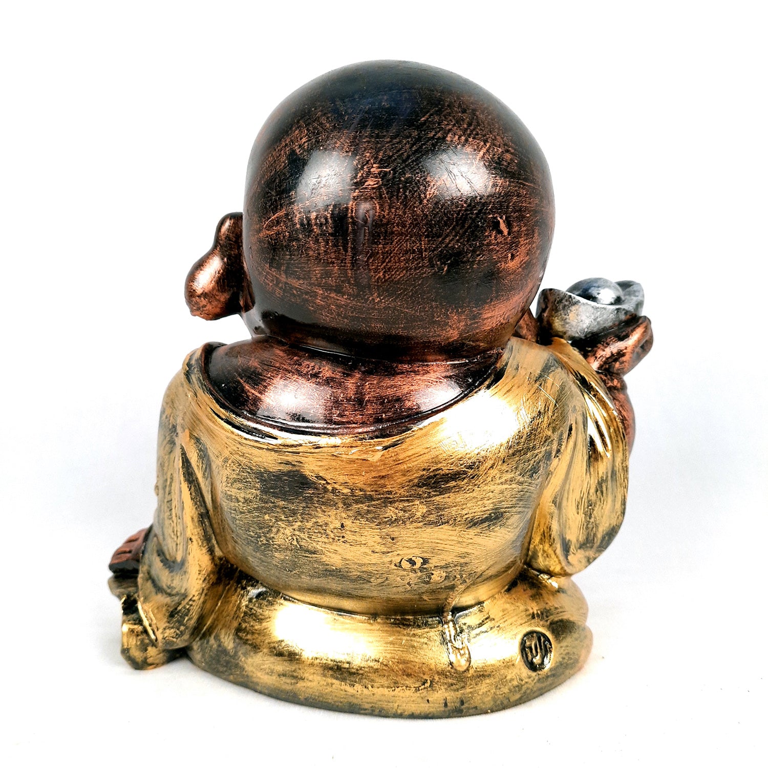 Laughing Buddha Showpiece For Good Luck | Baby Monk Statue - for Money, Happiness, Positivity, Home Decor & Gift - 8 Inch - apkamart