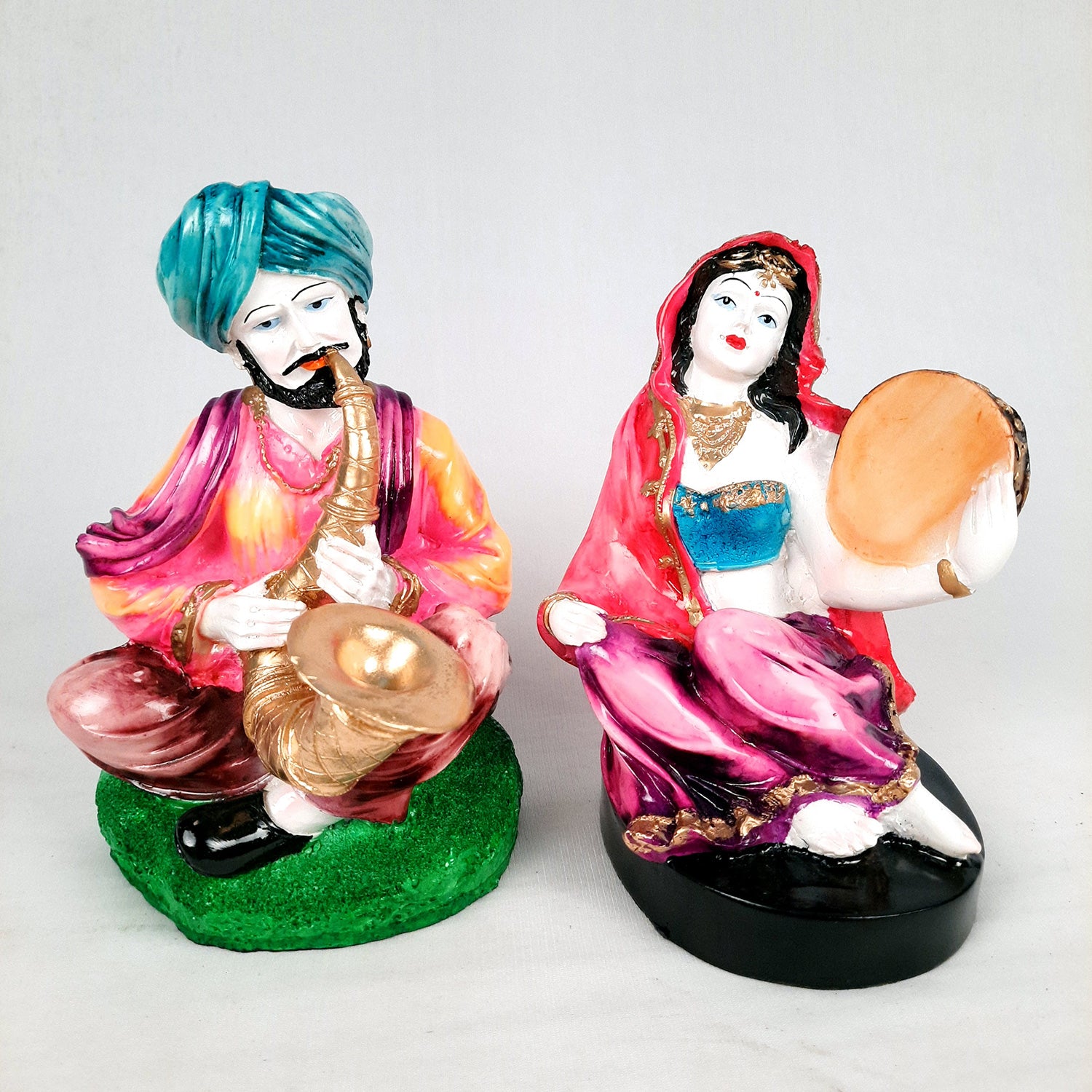 Sardar Couple Musician Showpiece - Decorative Showpiece for Table & Office Decor - 8 Inches-Apkamart