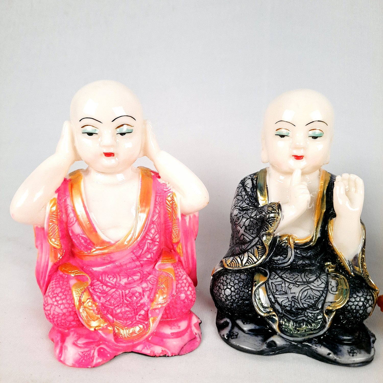 Baby Monk Showpiece - for Car Dashboard - 4 Inch (Set of 3)-apkamart