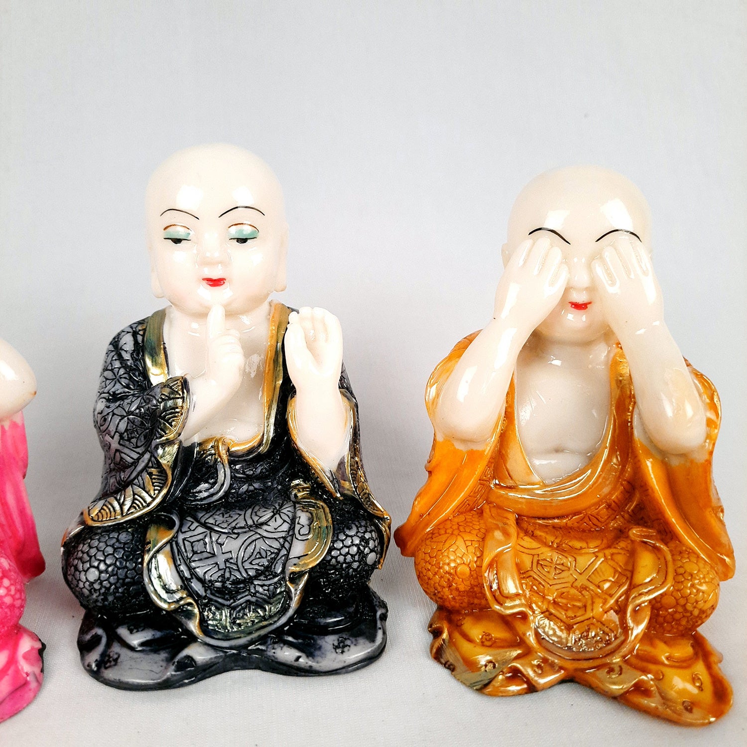 Baby Monk Showpiece - for Car Dashboard - 4 Inch (Set of 3)-apkamart
