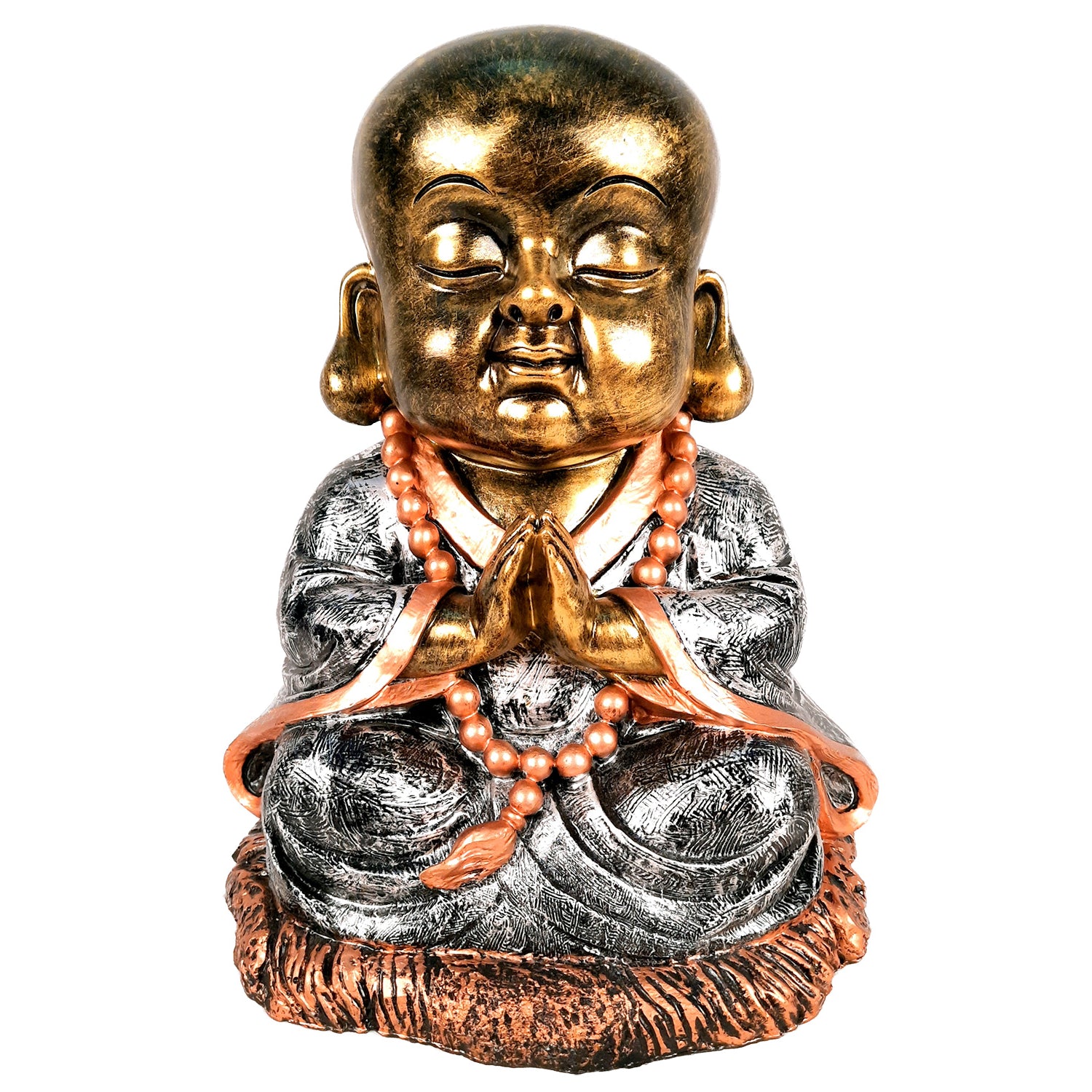 Baby Monk Showpiece with Rustic Look | Feng Shui Decor - For Good Luck, Home, Table, Office Decor & Gift -10 Inch - apkamart