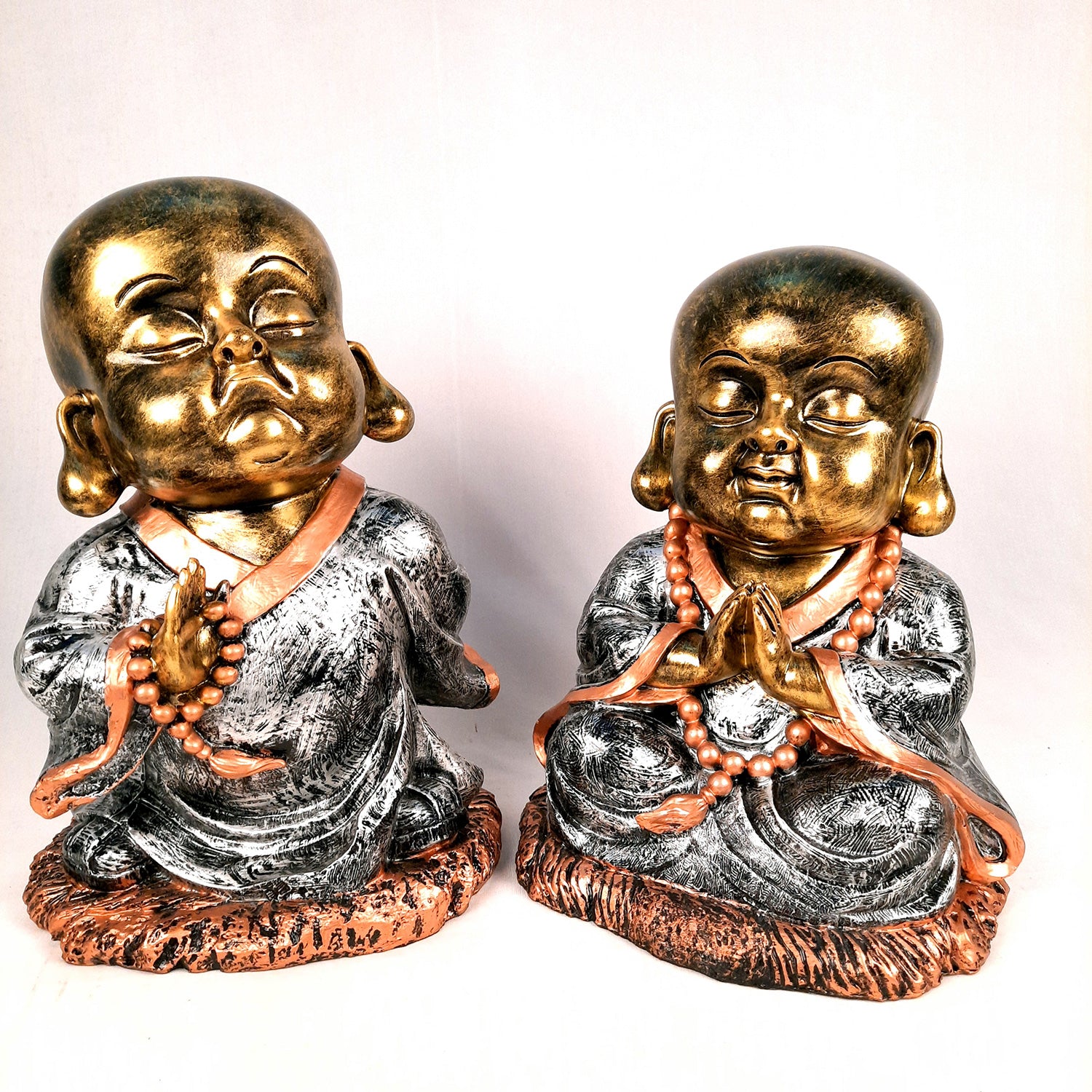 Baby Monk Showpiece | Golden Baby Monk for Home & Office Decor - 13 inch-apkamart