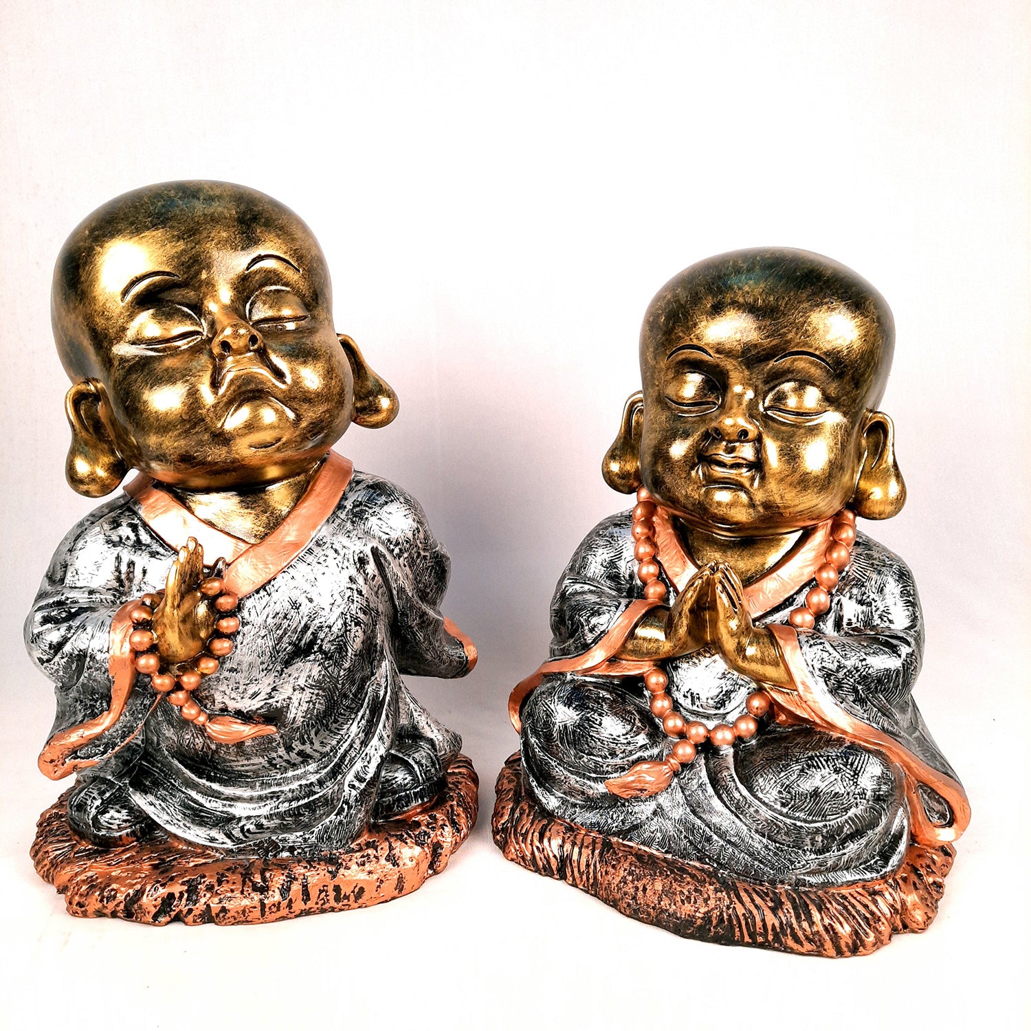 Baby Monk Showpiece | Golden Baby Monk for Home & Office Decor - 13 inch-apkamart