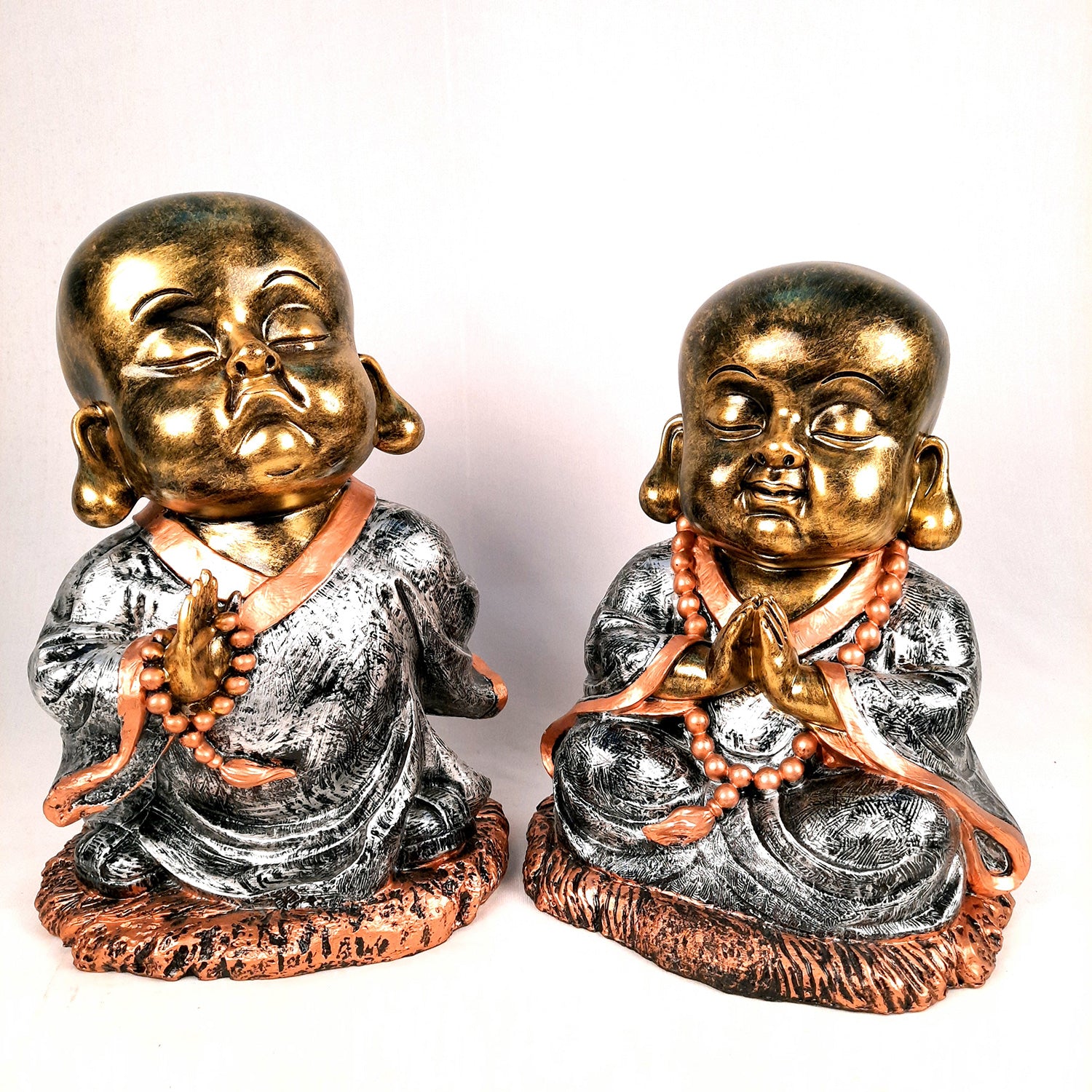 Baby Monk Showpiece | Golden Baby Monk for Home & Office Decor - 13 inch-apkamart
