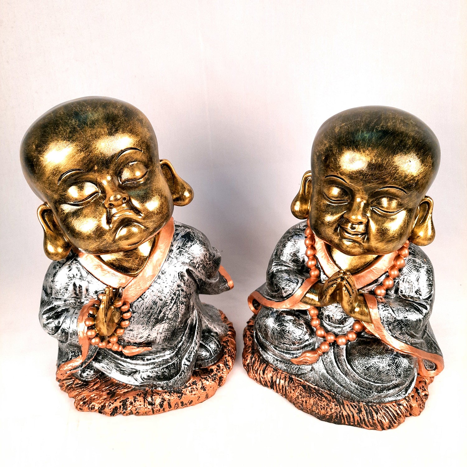 Baby Monk Showpiece | Golden Baby Monk for Home & Office Decor - 13 inch-apkamart