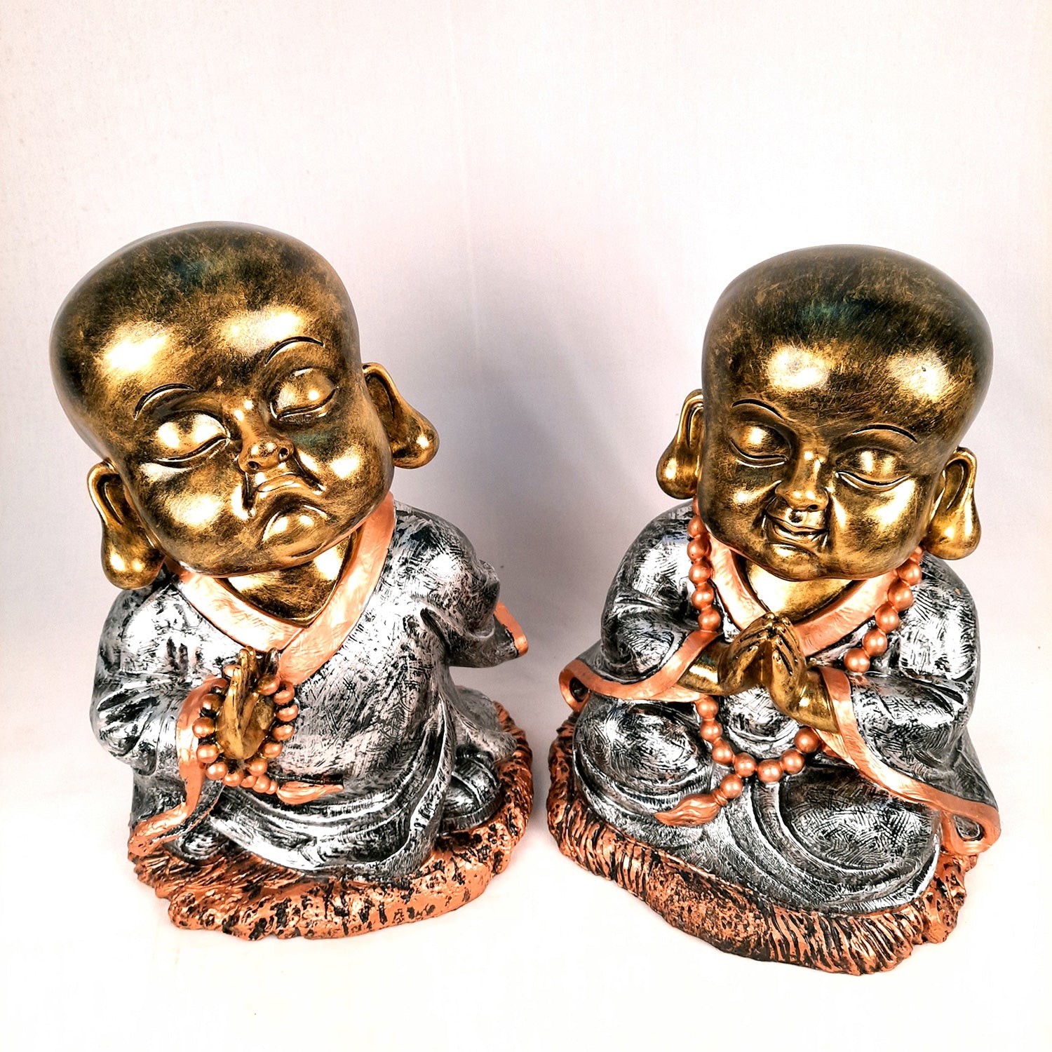 Baby Monk Showpiece | Golden Baby Monk for Home & Office Decor - 13 inch-apkamart