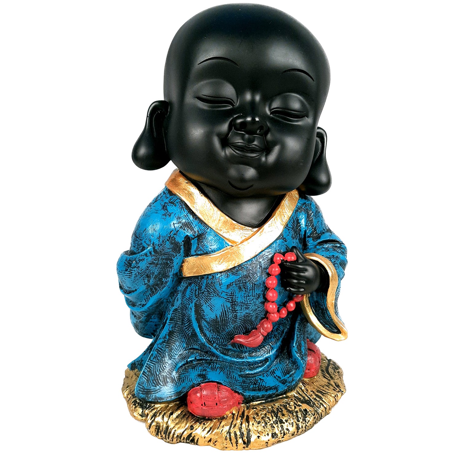 Baby Monk Showpiece with Rustic Look | Feng Shui Decor - For Good Luck, Home, Table, Office Decor & Gift - 10 Inch - apkamart