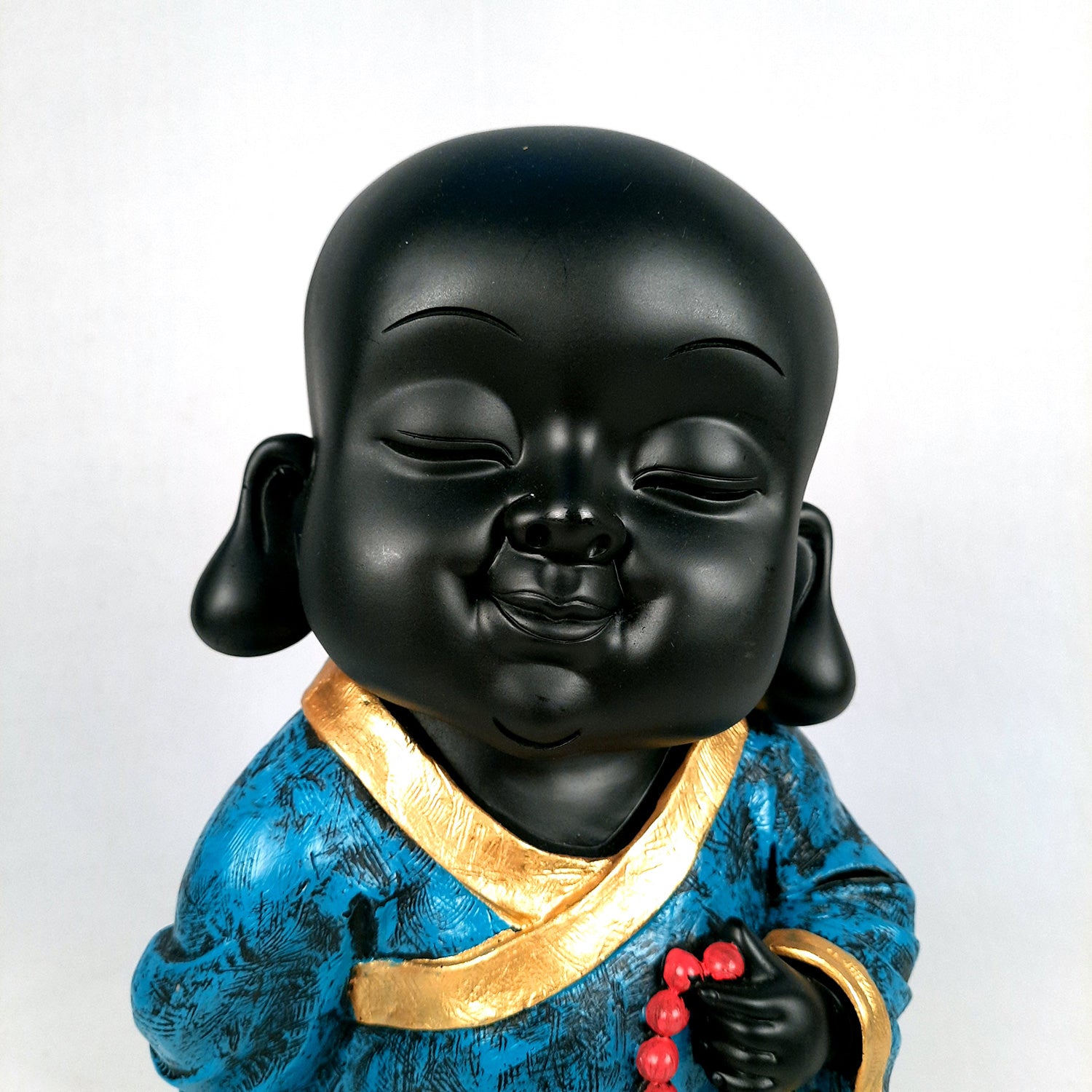 Baby Monk Showpiece with Rustic Look | Feng Shui Decor - For Good Luck, Home, Table, Office Decor & Gift - 10 Inch - apkamart