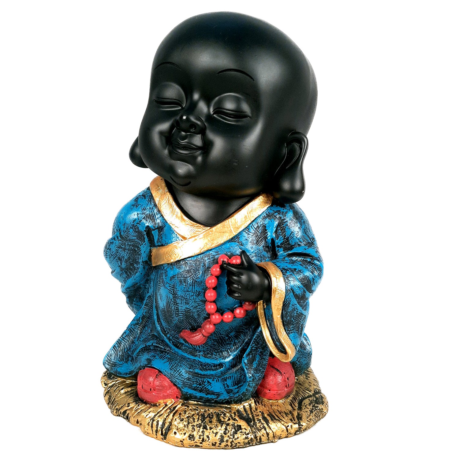 Baby Monk Showpiece with Rustic Look | Feng Shui Decor - For Good Luck, Home, Table, Office Decor & Gift - 10 Inch - apkamart