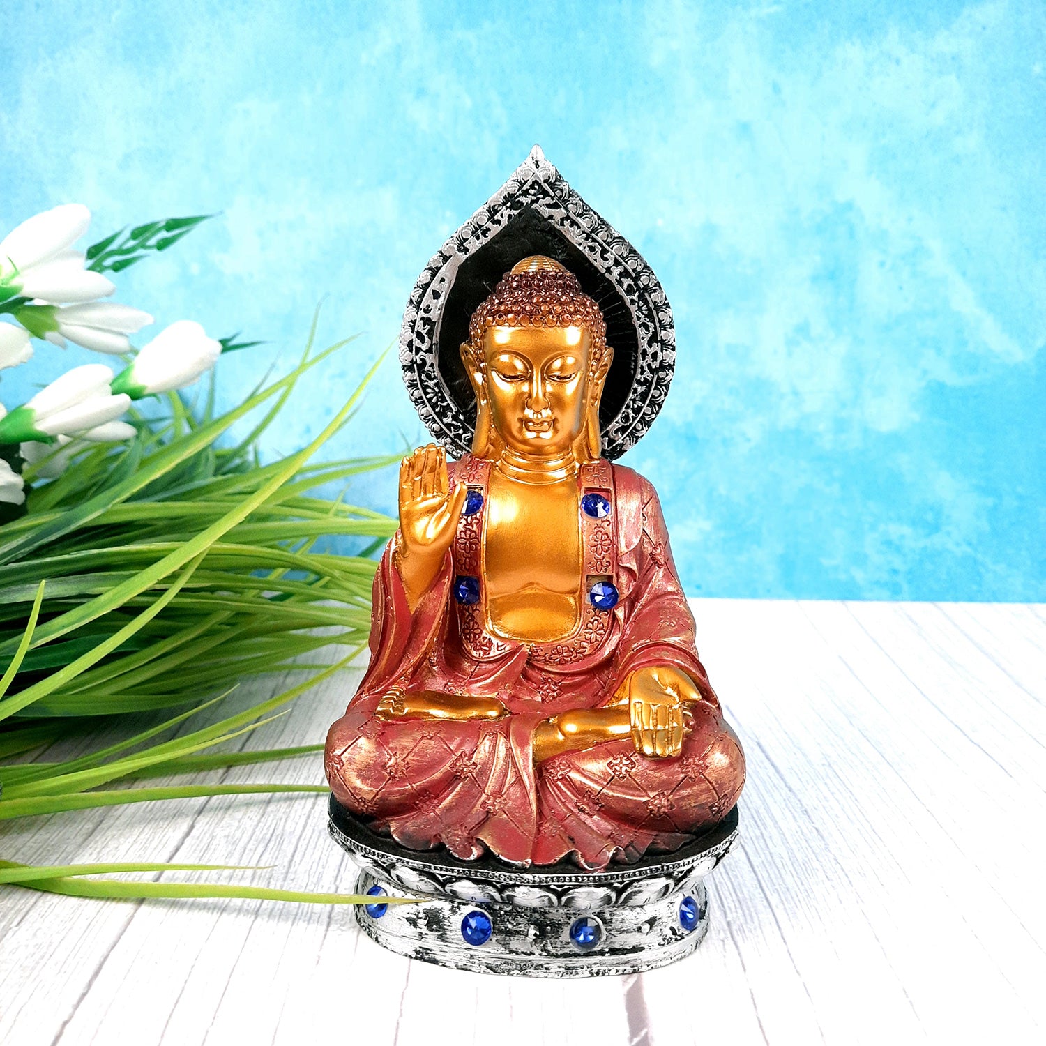 Buddha Statue | Lord Buddha Showpiece -for Home & Table Decor, Office & Gifts - 8 Inch - apkamart