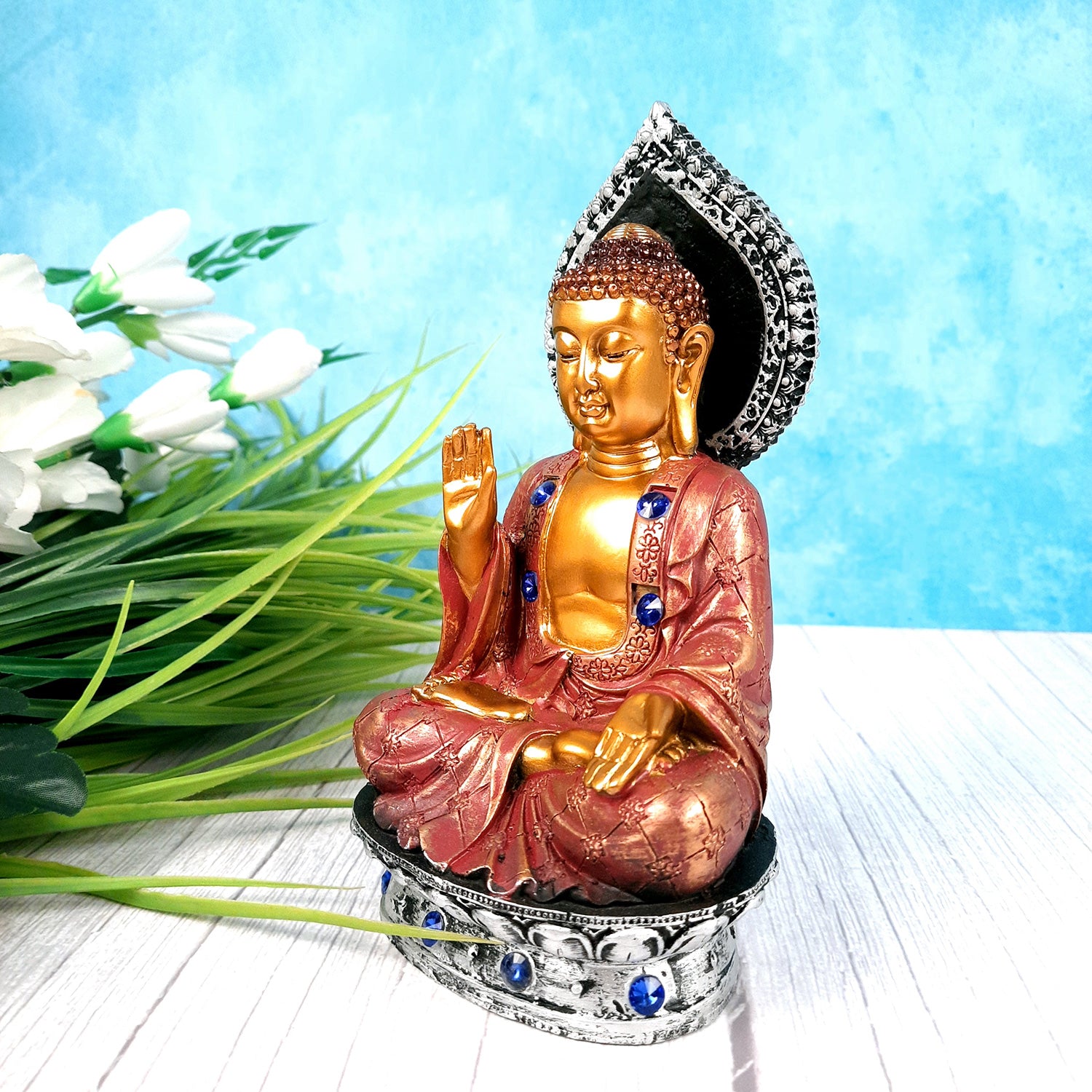 Buddha Statue | Lord Buddha Showpiece -for Home & Table Decor, Office & Gifts - 8 Inch - apkamart