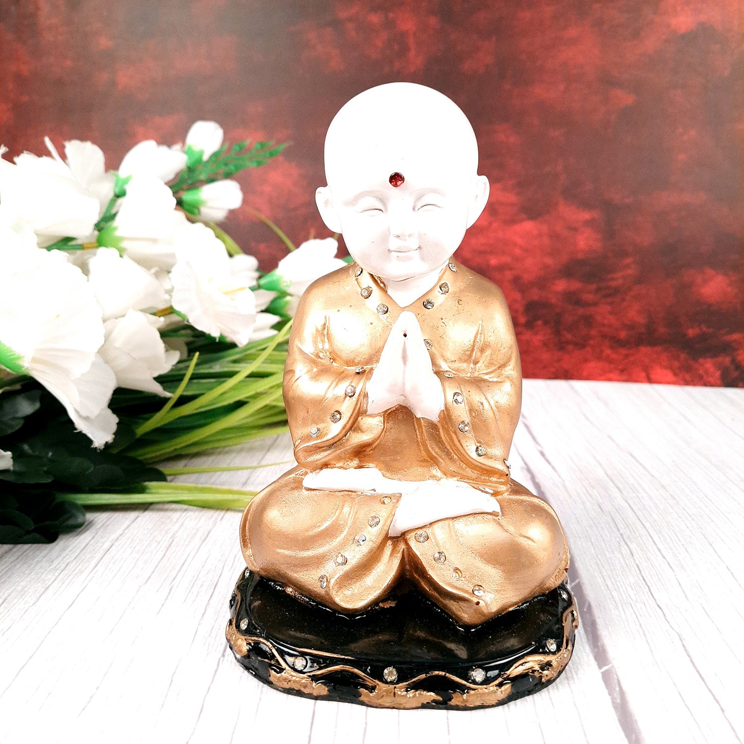 Baby Monk Showpiece - for Home & Garden Decor - 8 Inch-Apkamart #Style_Design 2