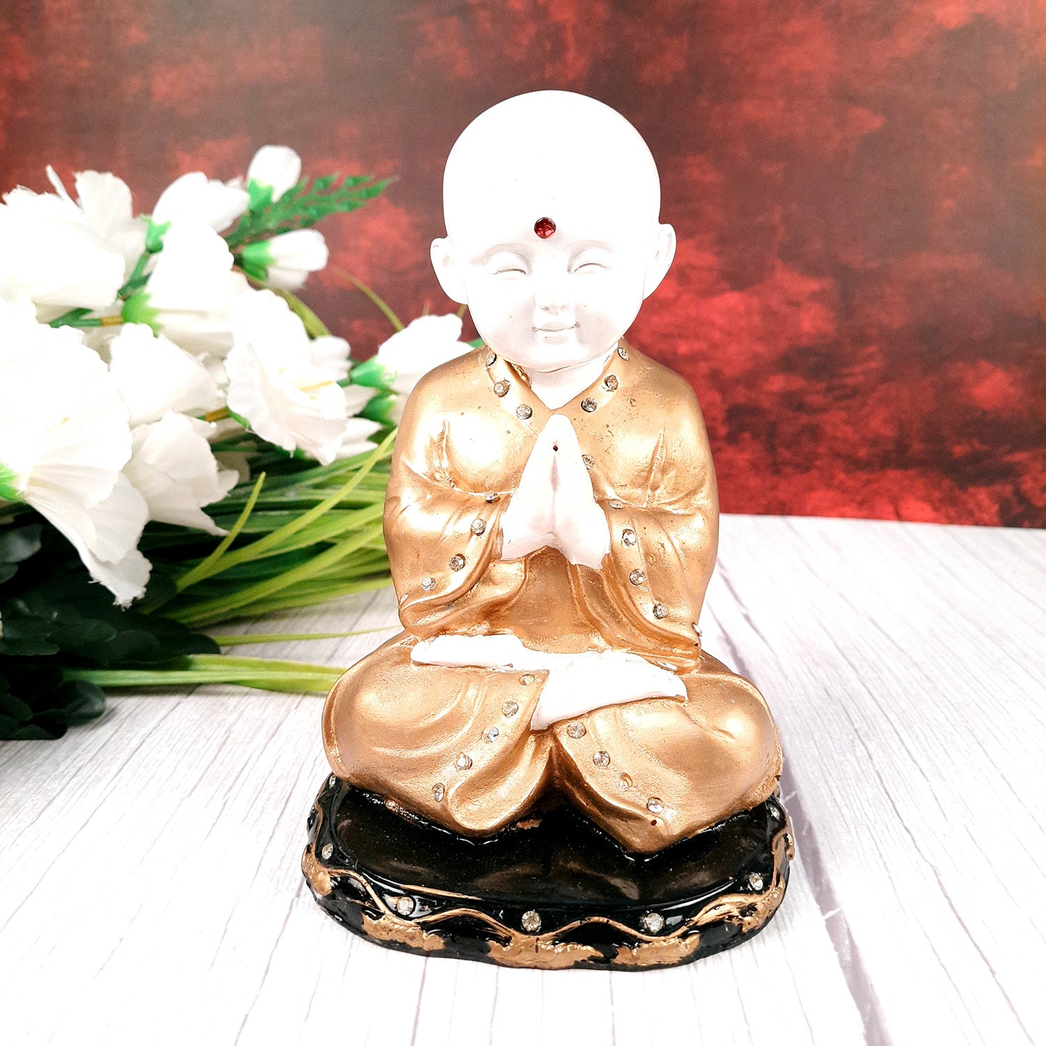 Baby Monk Showpiece - for Home & Garden Decor - 8 Inch-Apkamart #Style_Design 2