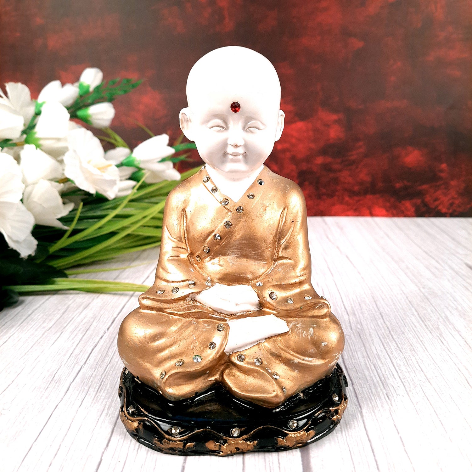 Baby Monk Showpiece - for Home & Garden Decor - 8 Inch-Apkamart #Style_Design 1