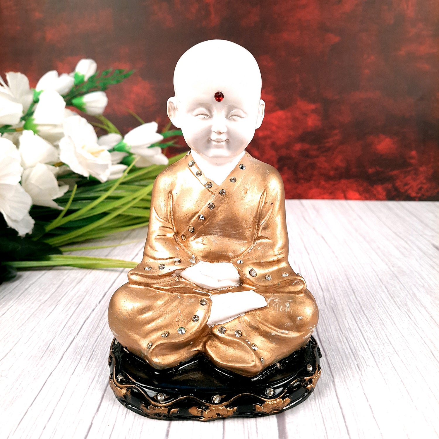 Baby Monk Showpiece - for Home & Garden Decor - 8 Inch-Apkamart #Style_Design 1