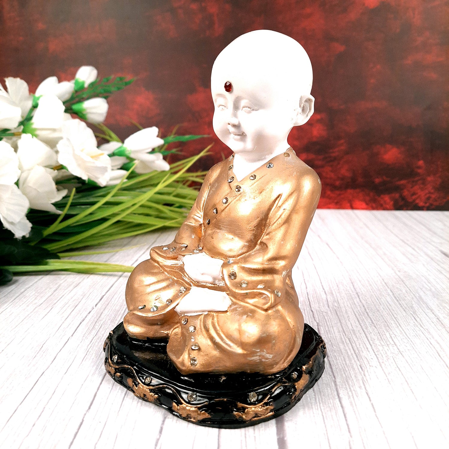 Baby Monk Showpiece - for Home & Garden Decor - 8 Inch-Apkamart #Style_Design 1