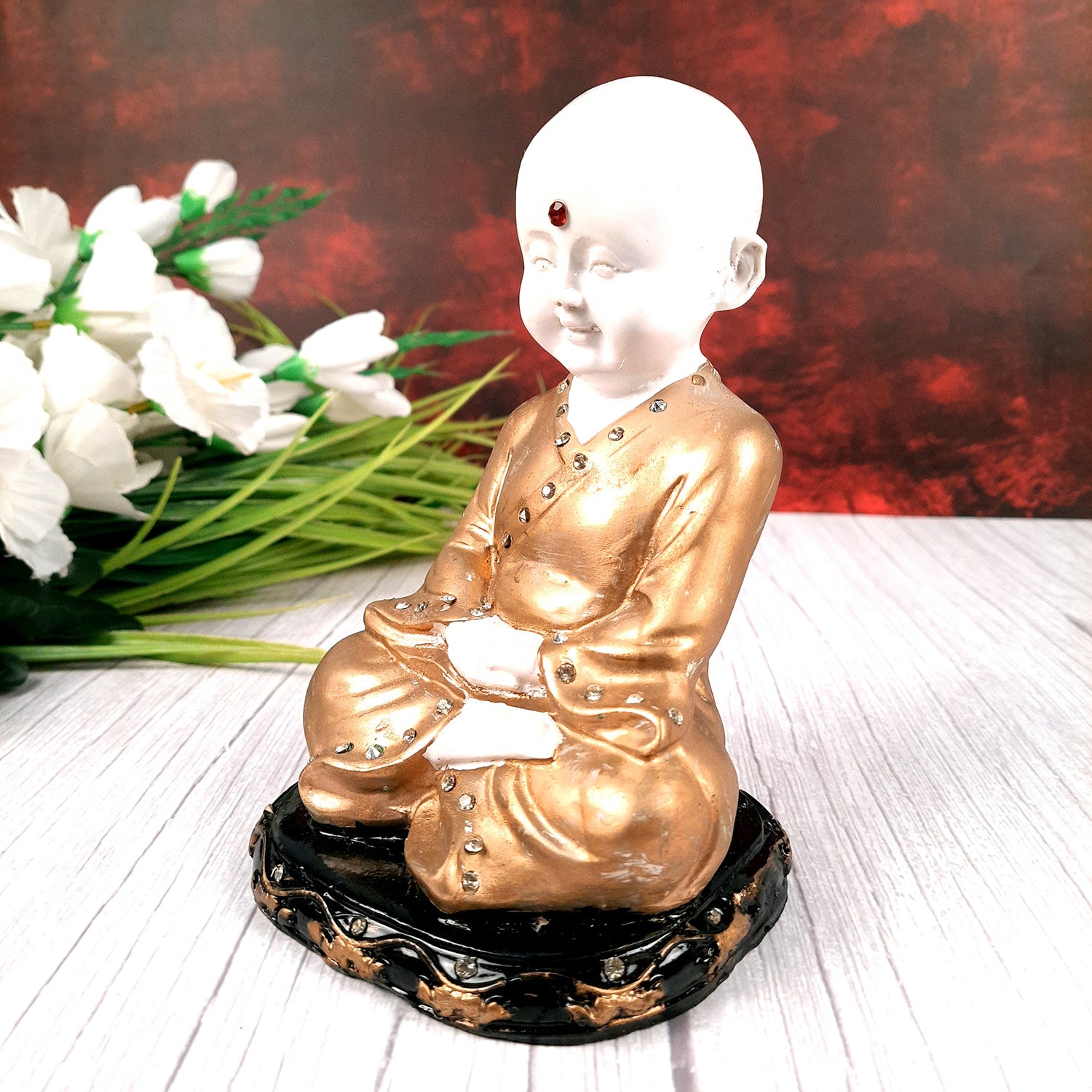 Baby Monk Showpiece - for Home & Garden Decor - 8 Inch-Apkamart #Style_Design 1