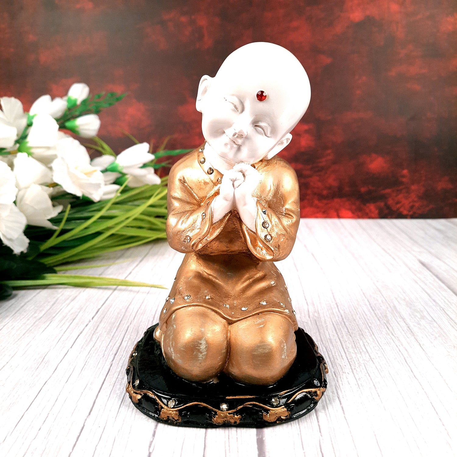 Baby Monk Showpiece - for Home & Garden Decor - 8 Inch-Apkamart #Style_Design 3