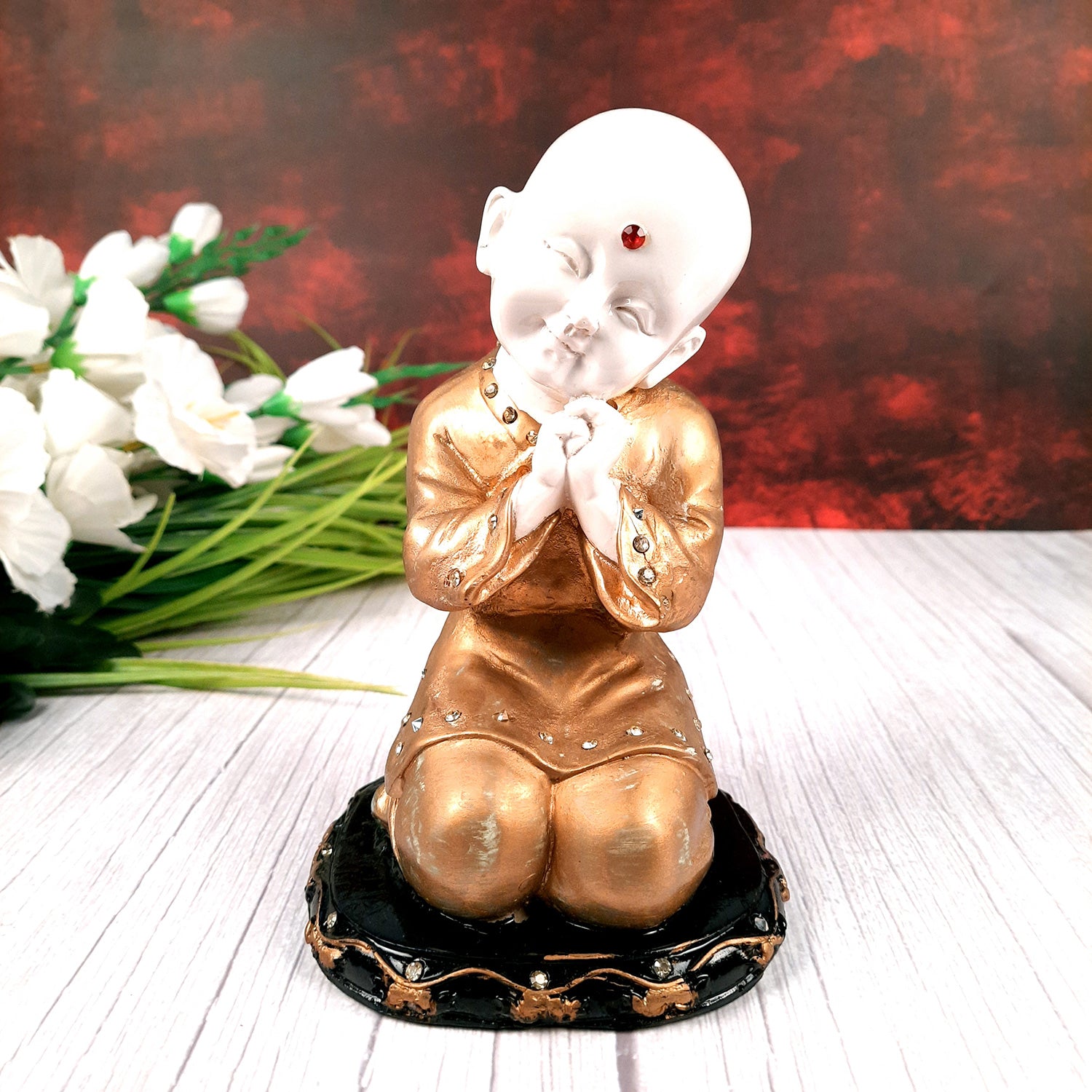 Baby Monk Showpiece - for Home & Garden Decor - 8 Inch-Apkamart #Style_Design 3