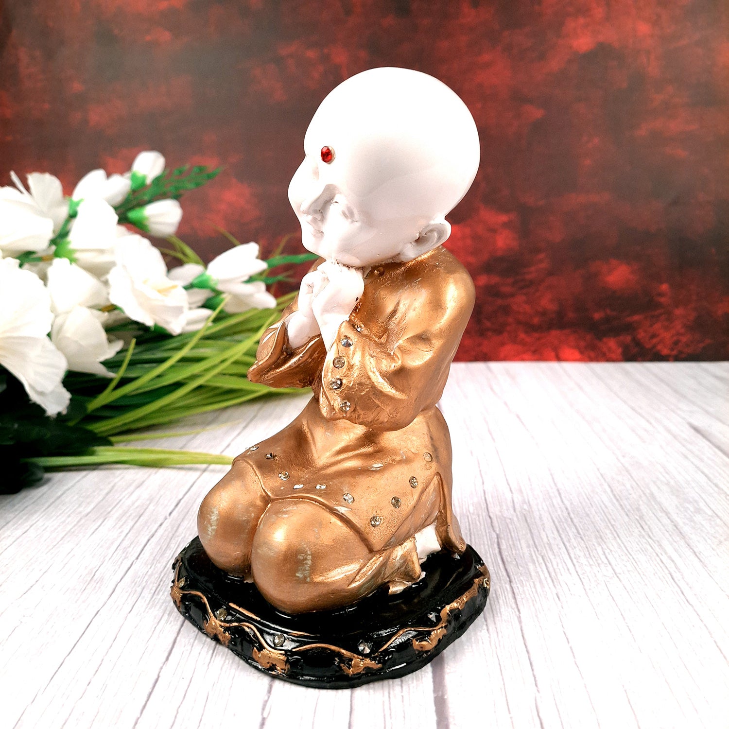 Baby Monk Showpiece - for Home & Garden Decor - 8 Inch-Apkamart #Style_Design 3