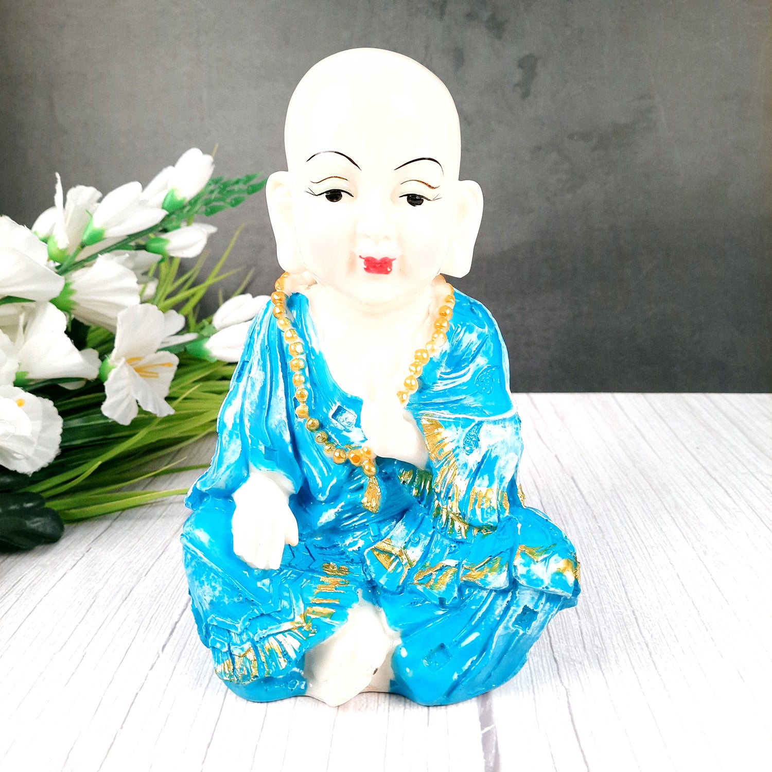 Baby Monk Showpiece Set | Feng Shui Decor - For Good Luck, Home, Table, Office Decor & Gift - 9 Inch (Pack of 3) - apkamart