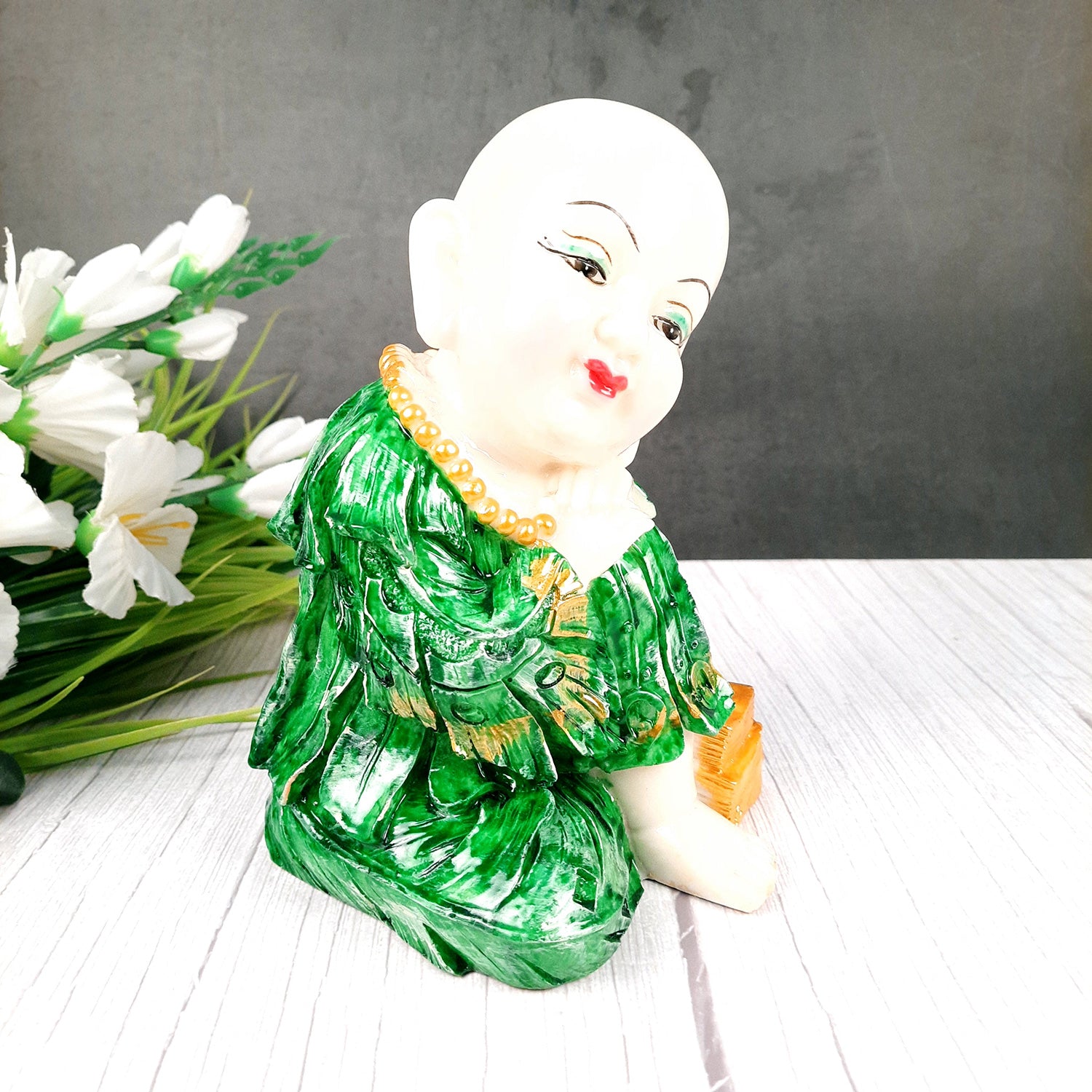Baby Monk Showpiece Set | Feng Shui Decor - For Good Luck, Home, Table, Office Decor & Gift - 9 Inch (Pack of 3) - apkamart