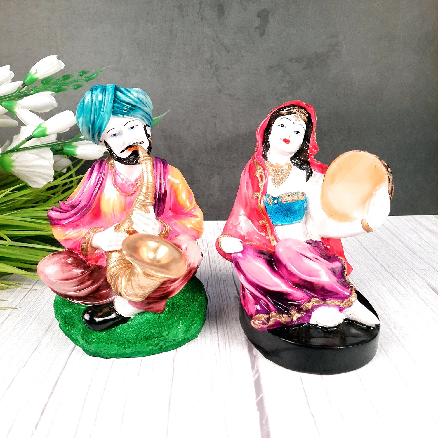 Sardar Couple Musician Showpiece - Decorative Showpiece for Table & Office Decor - 8 Inches-Apkamart