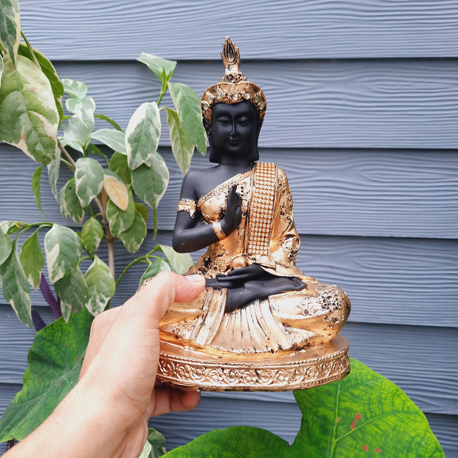 Buddha Statue with Rustic Look | Lord Gautam Buddha Showpiece in Meditation Design - For Living room, Home, Table, Office Decor & Gift - 10 Inch - apkamart