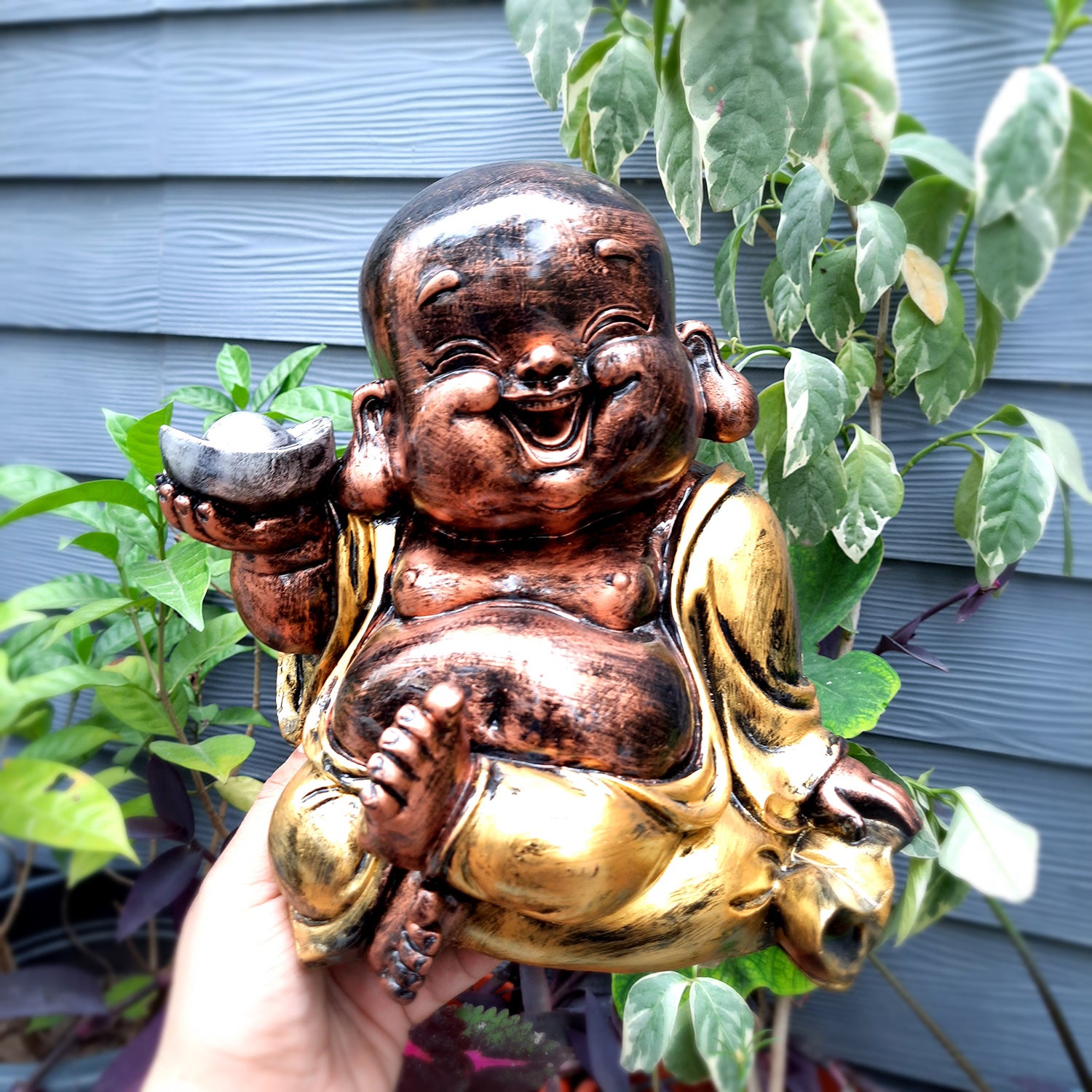 Laughing Buddha Showpiece For Good Luck | Baby Monk Statue - for Money, Happiness, Positivity, Home Decor & Gift - 8 Inch - apkamart