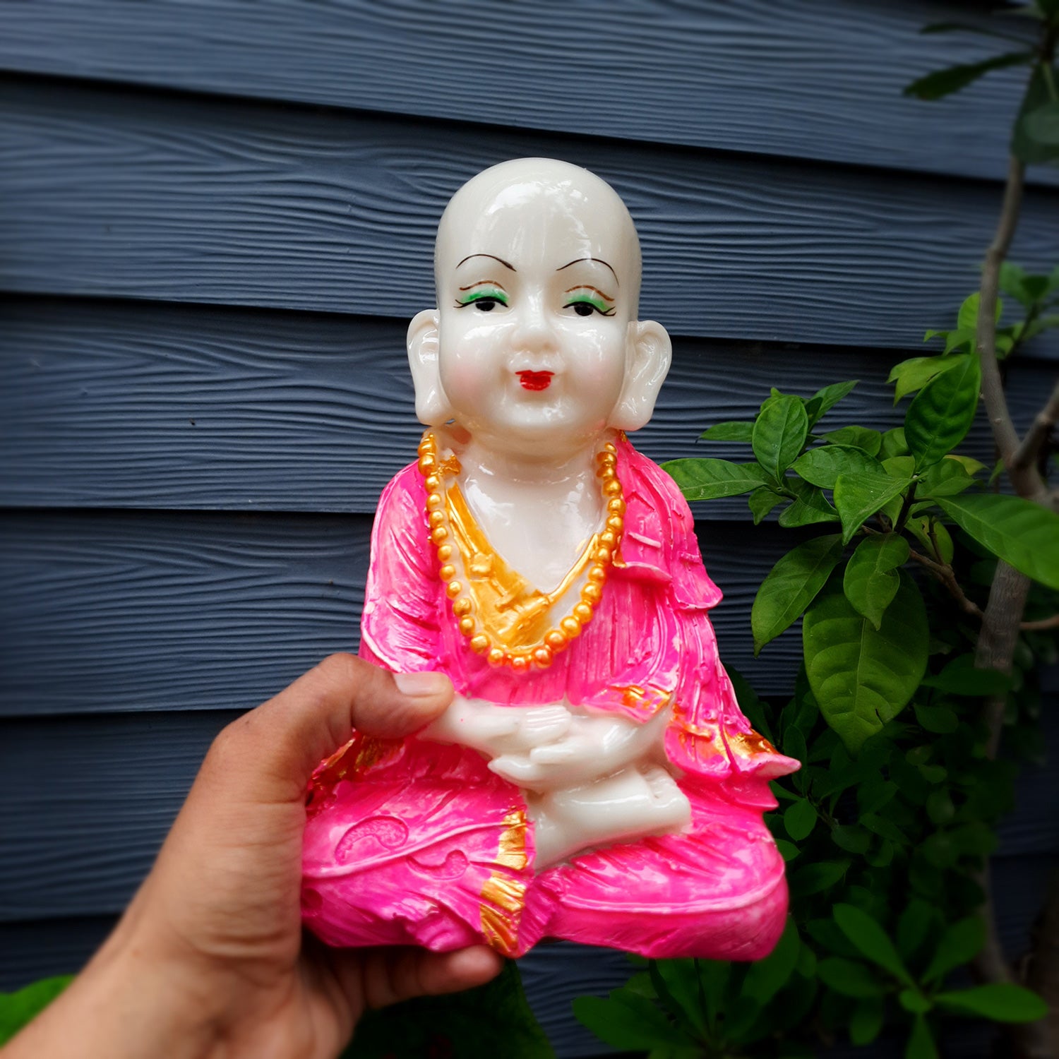 Buddha Monk Showpiece Set | Feng Shui Child Monk Statue - for Home & Table Decor, Health, Wealth & Gift - 9 Inch - Apkamart #Colour_Pink