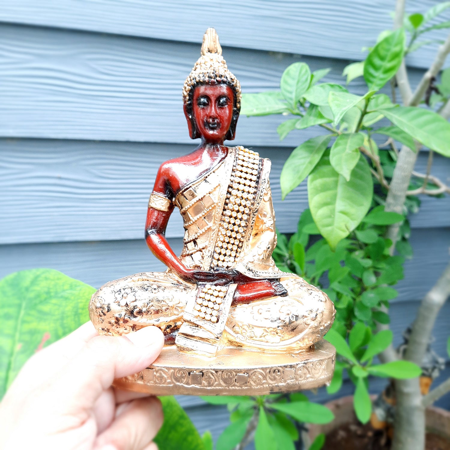 Buddha Statue with Rustic Look | Lord Gautam Buddha Showpiece in Meditation Pose - For Living room, Home, Table, Office Decor & Gift - 8 Inch - apkamart