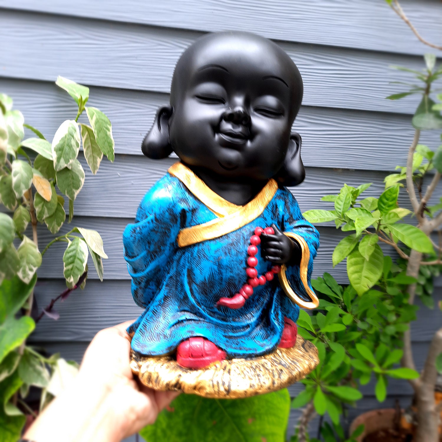 Baby Monk Showpiece with Rustic Look | Feng Shui Decor - For Good Luck, Home, Table, Office Decor & Gift - 10 Inch - apkamart