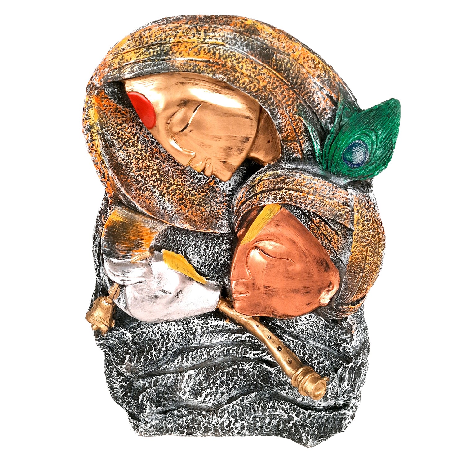 Radha Krishna Statue - For Living Room & Gifts - 15 Inch- Apkamart #Color_Copper