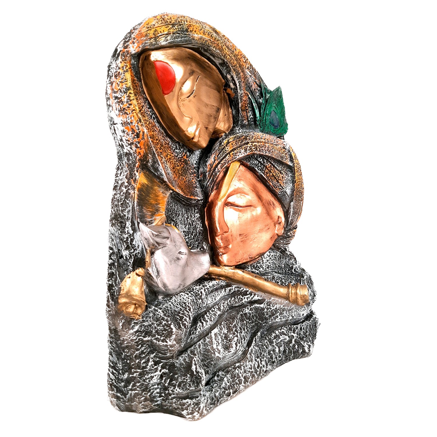 Radha Krishna Statue - For Living Room & Gifts - 15 Inch- Apkamart #Color_Copper