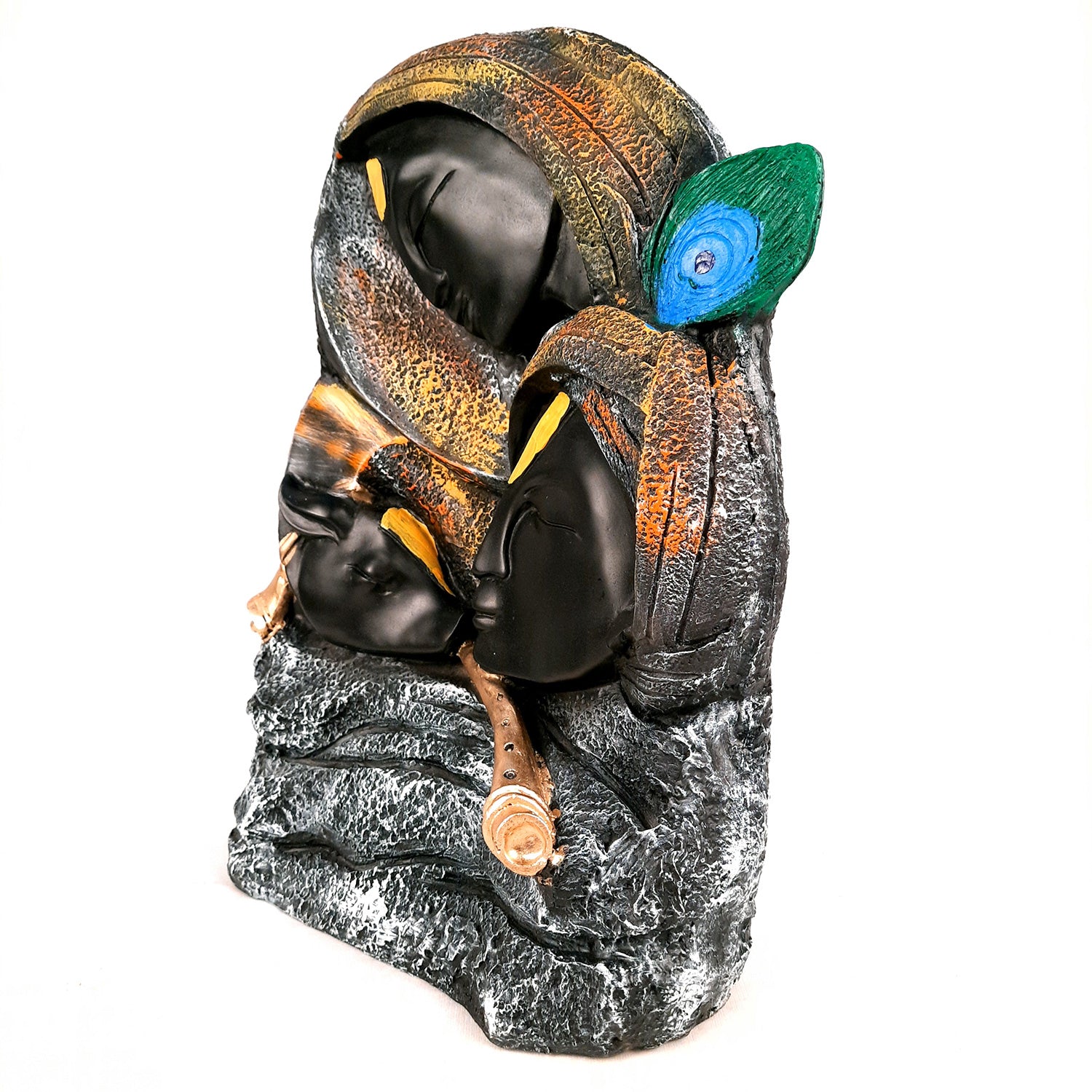 Radha Krishna Statue - For Living Room & Gifts - 15 Inch- Apkamart #Color_Black