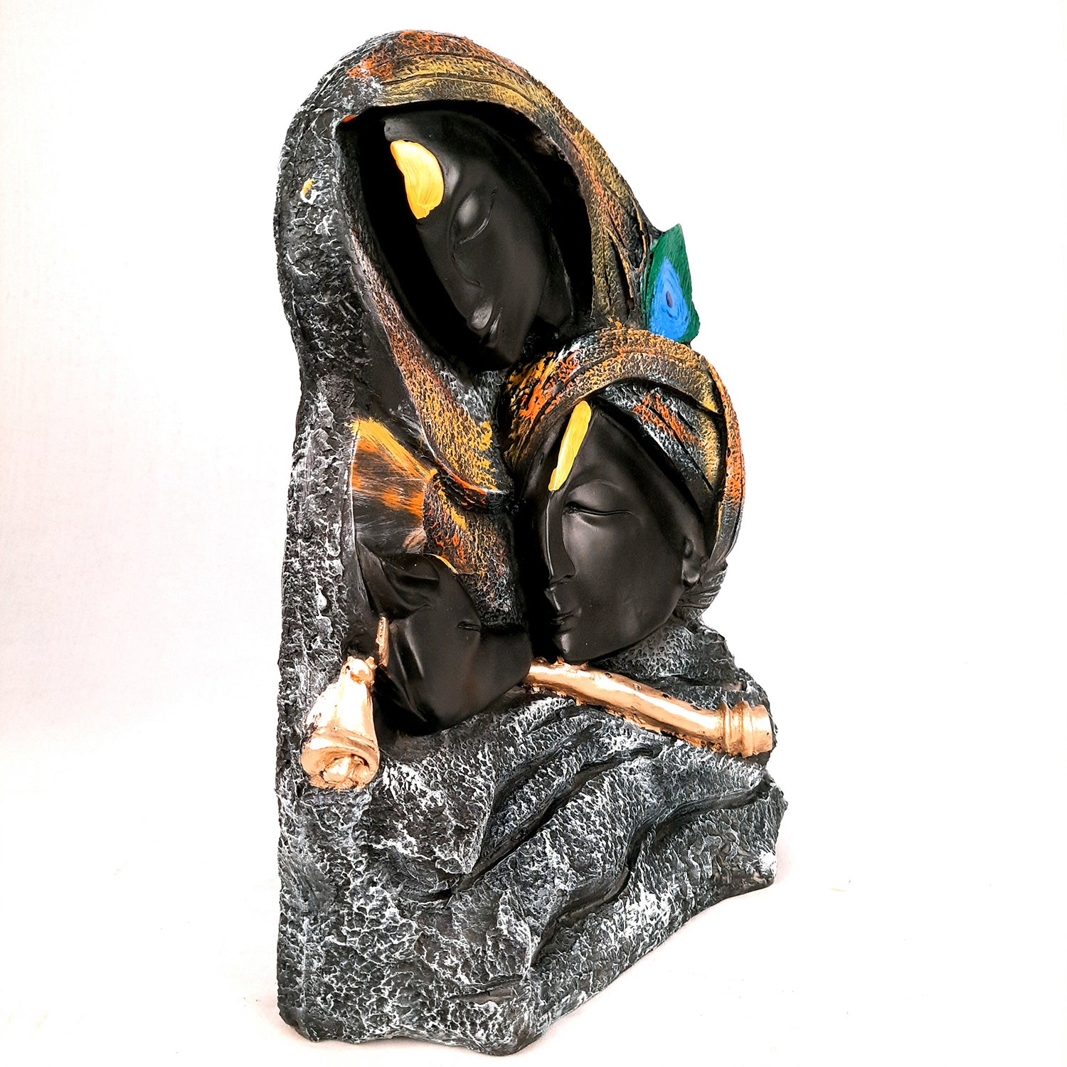 Radha Krishna Statue - For Living Room & Gifts - 15 Inch- Apkamart #Color_Black