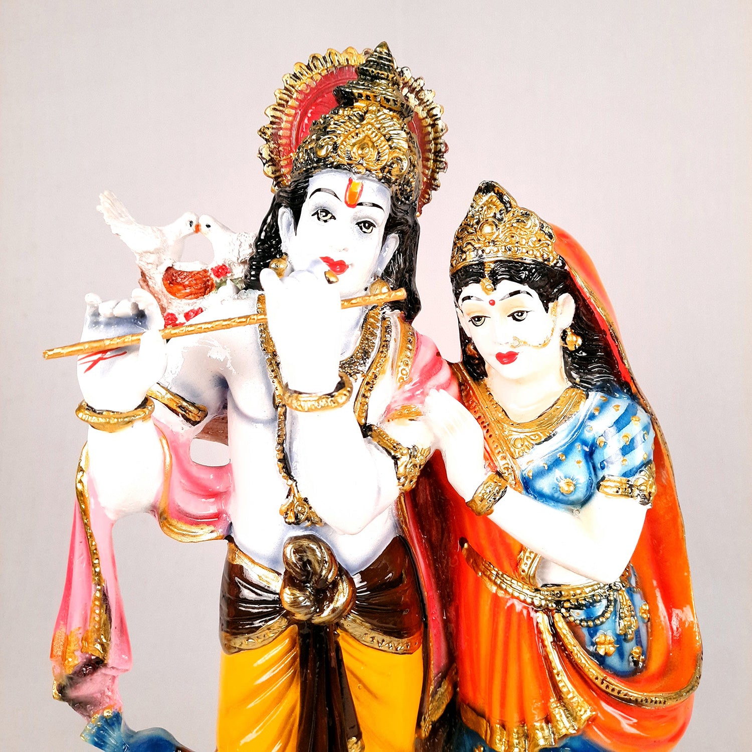Radha Krishna Statue | Radha Krishna Murti with Peacock - For Table Decor & Gifts - 16 Inch- Apkamart