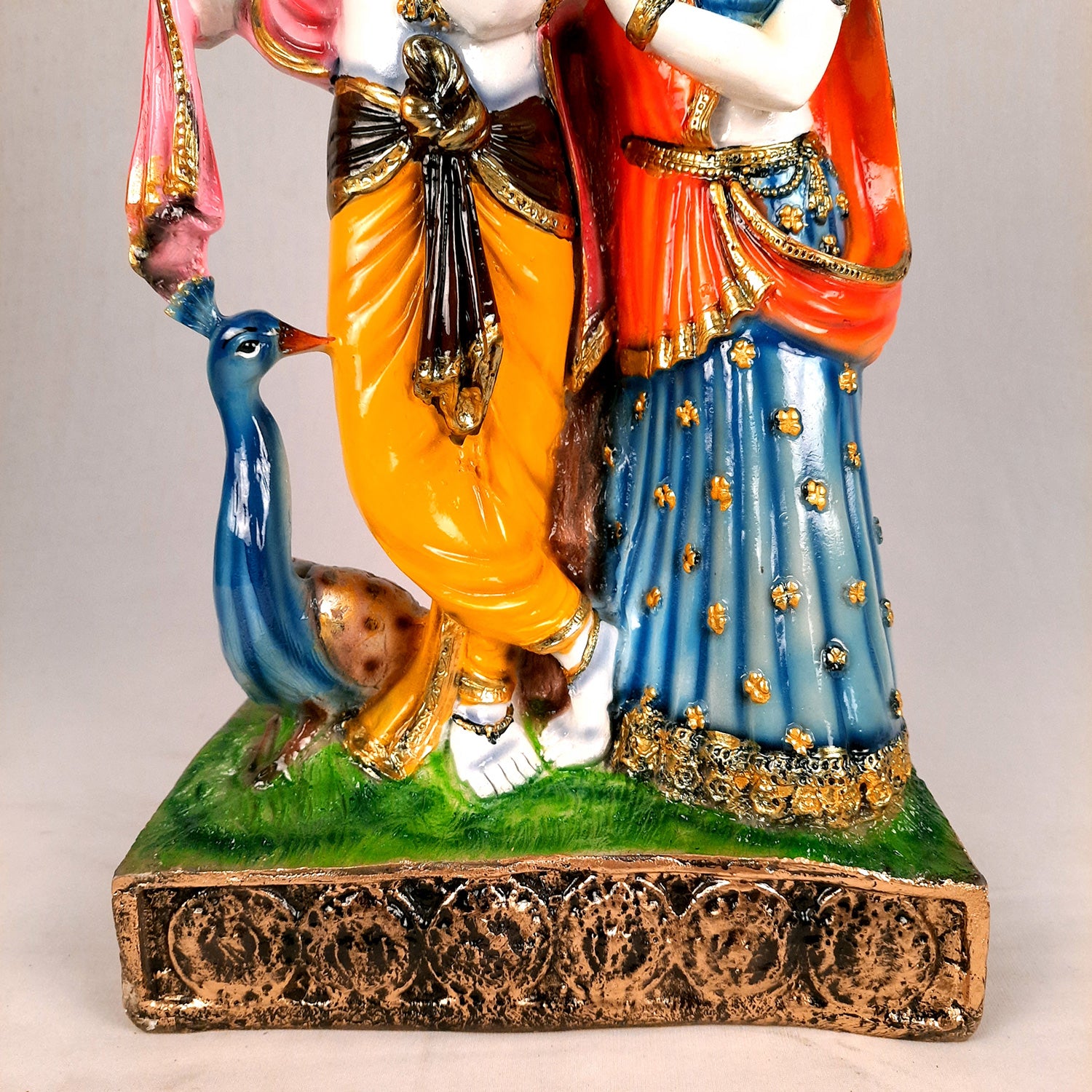 Radha Krishna Statue | Radha Krishna Murti with Peacock - For Table Decor & Gifts - 16 Inch- Apkamart