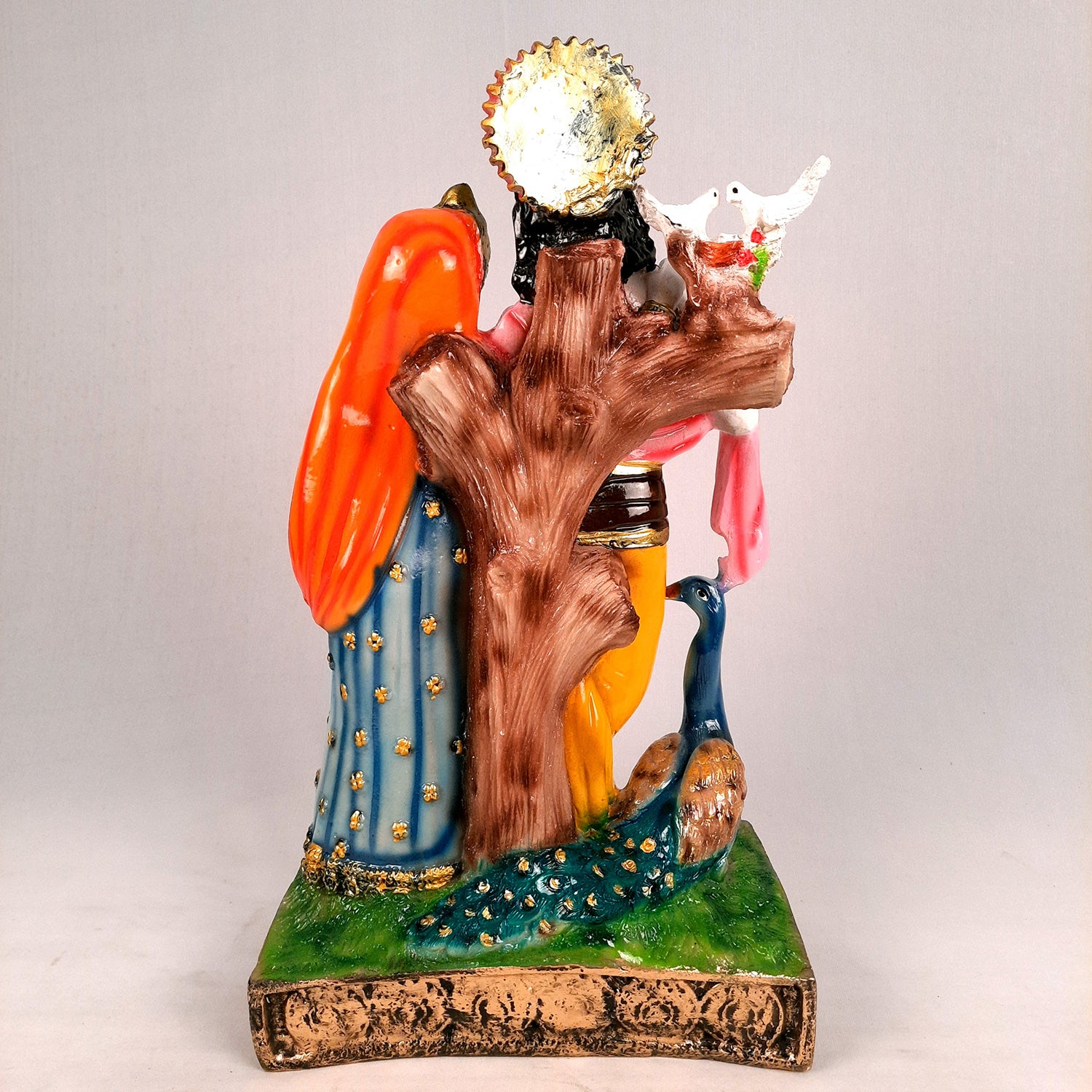 Radha Krishna Statue | Radha Krishna Murti with Peacock - For Table Decor & Gifts - 16 Inch- Apkamart