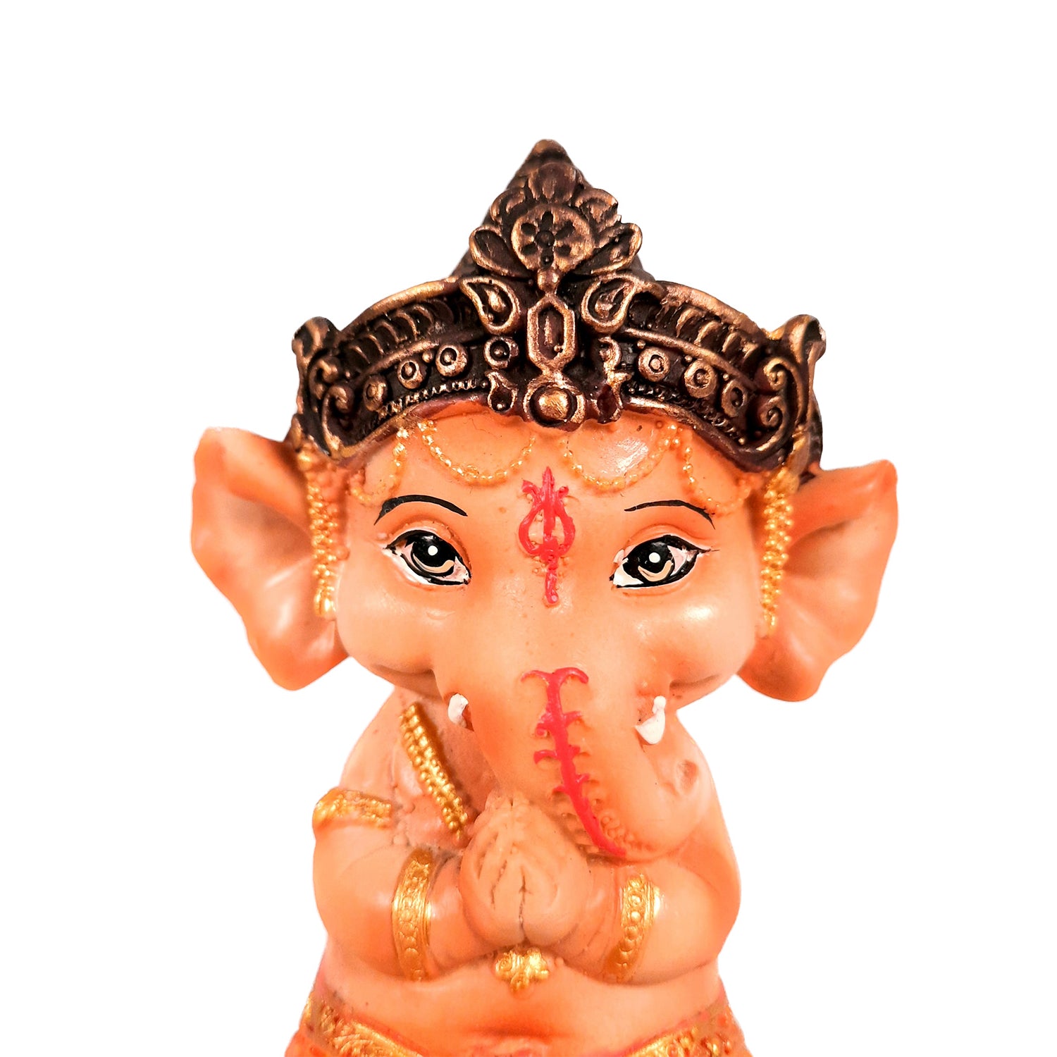 Ganesha Showpiece Set - Baby Ganesha Sitting & Lying Statue Idol - for Home, Puja, Temple, Table Decor | For Diwali Decoration & Gifts - 4 Inch (Set of 2)