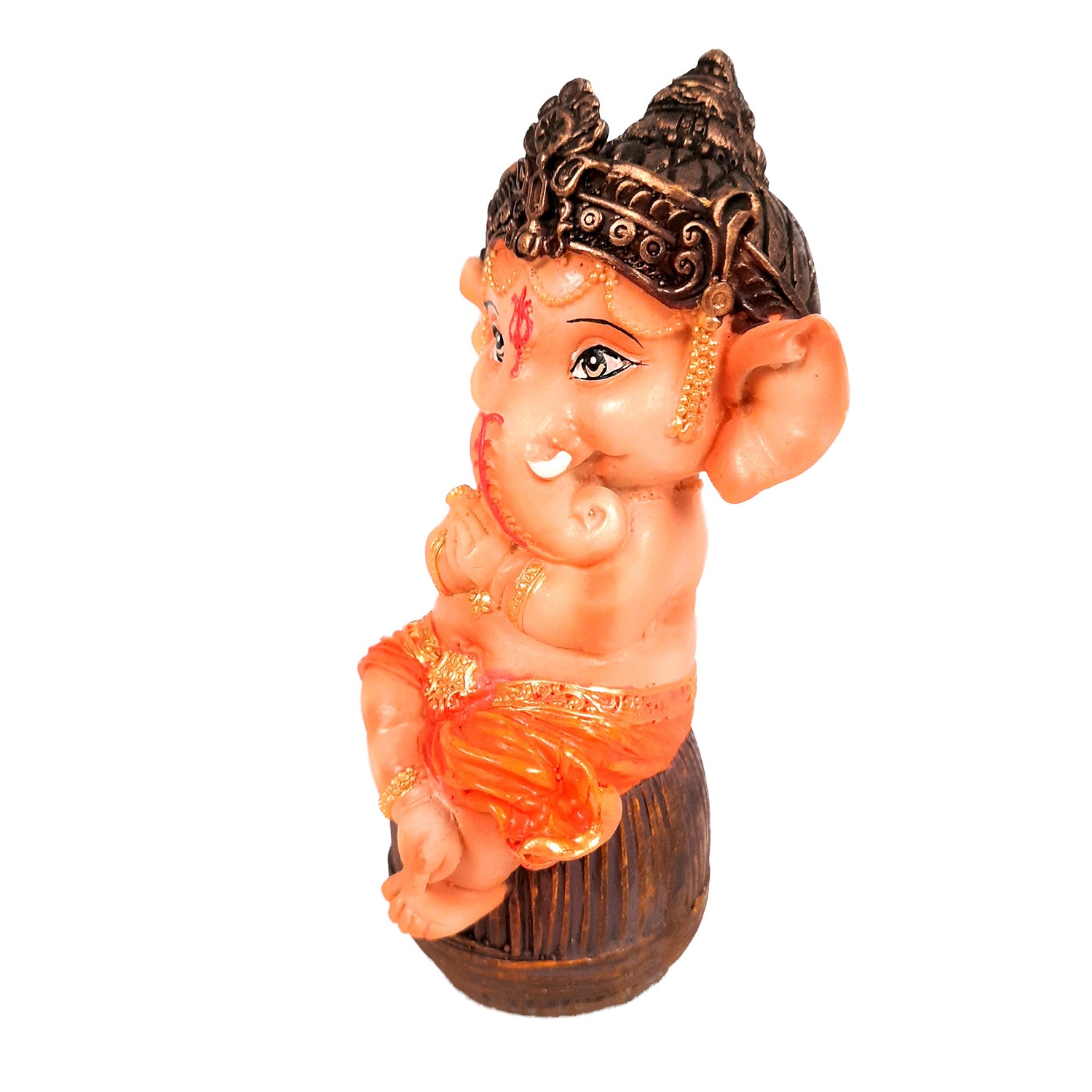 Ganesha Showpiece Set - Baby Ganesha Sitting & Lying Statue Idol - for Home, Puja, Temple, Table Decor | For Diwali Decoration & Gifts - 4 Inch (Set of 2)