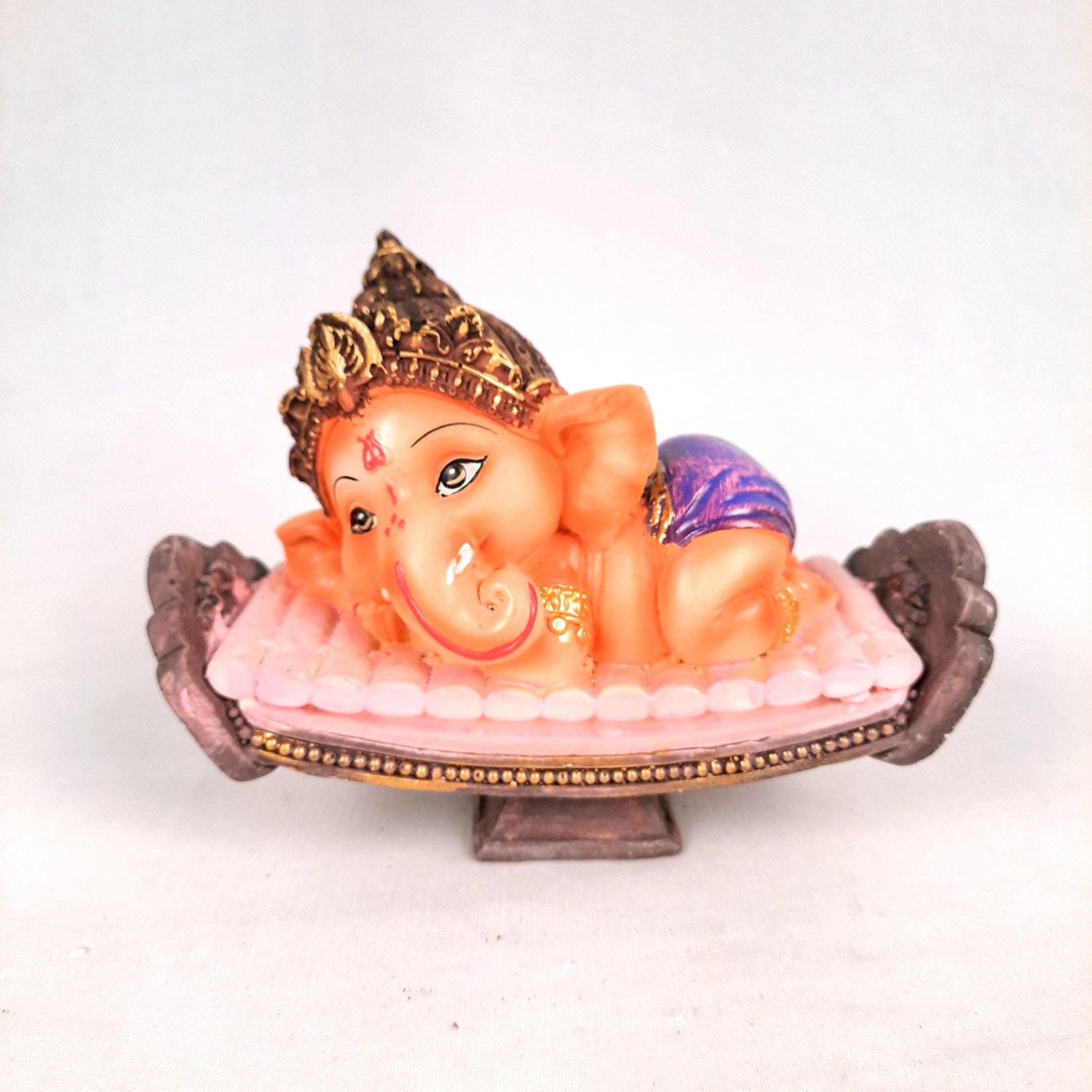 Ganesha Showpiece Set - Baby Ganesha Sitting & Lying Statue Idol - for Home, Puja, Temple, Table Decor | For Diwali Decoration & Gifts - 4 Inch (Set of 2)