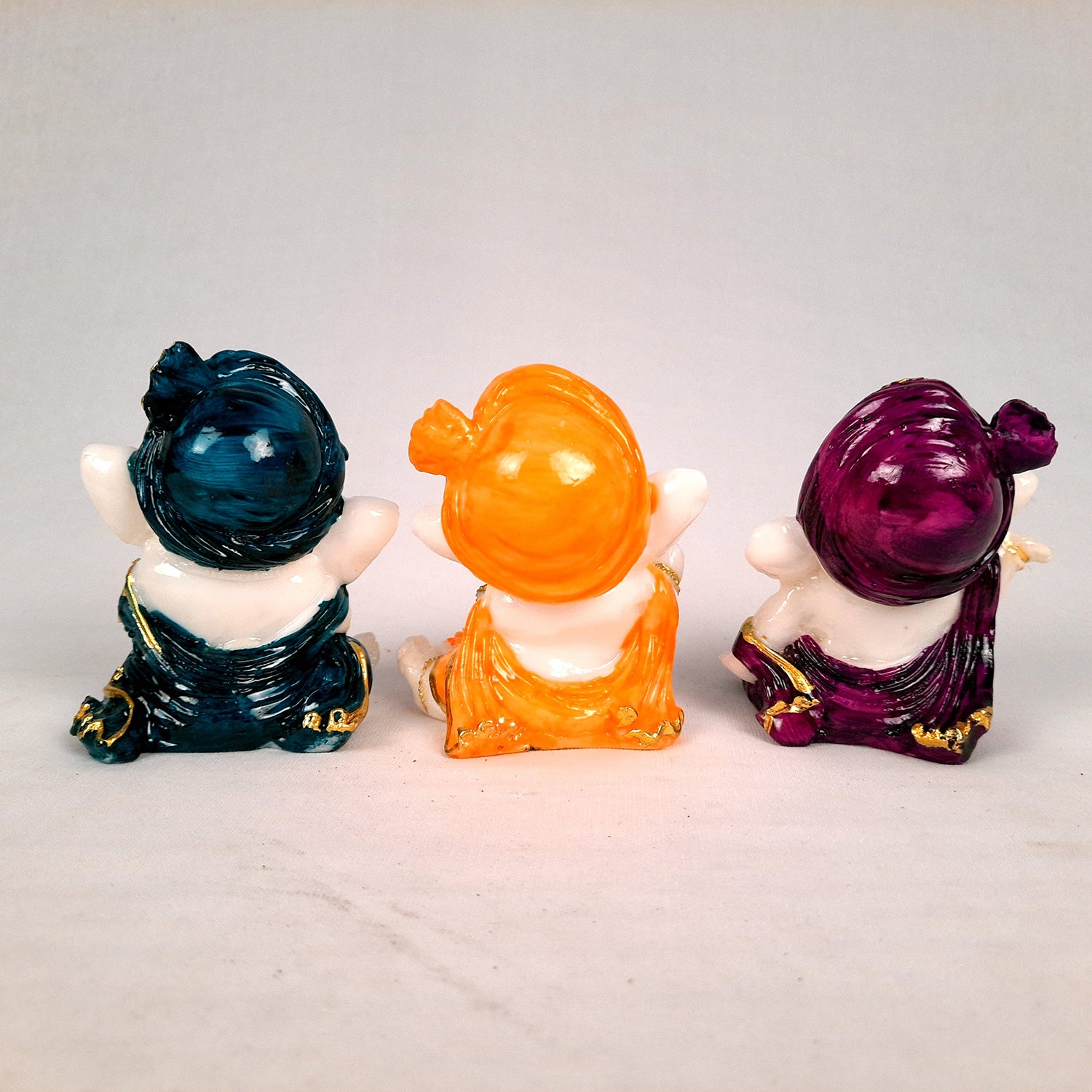 Ganpati Idol | Ganesha for Car Dashboard - 4 inch (Set of 3)- Apkamart