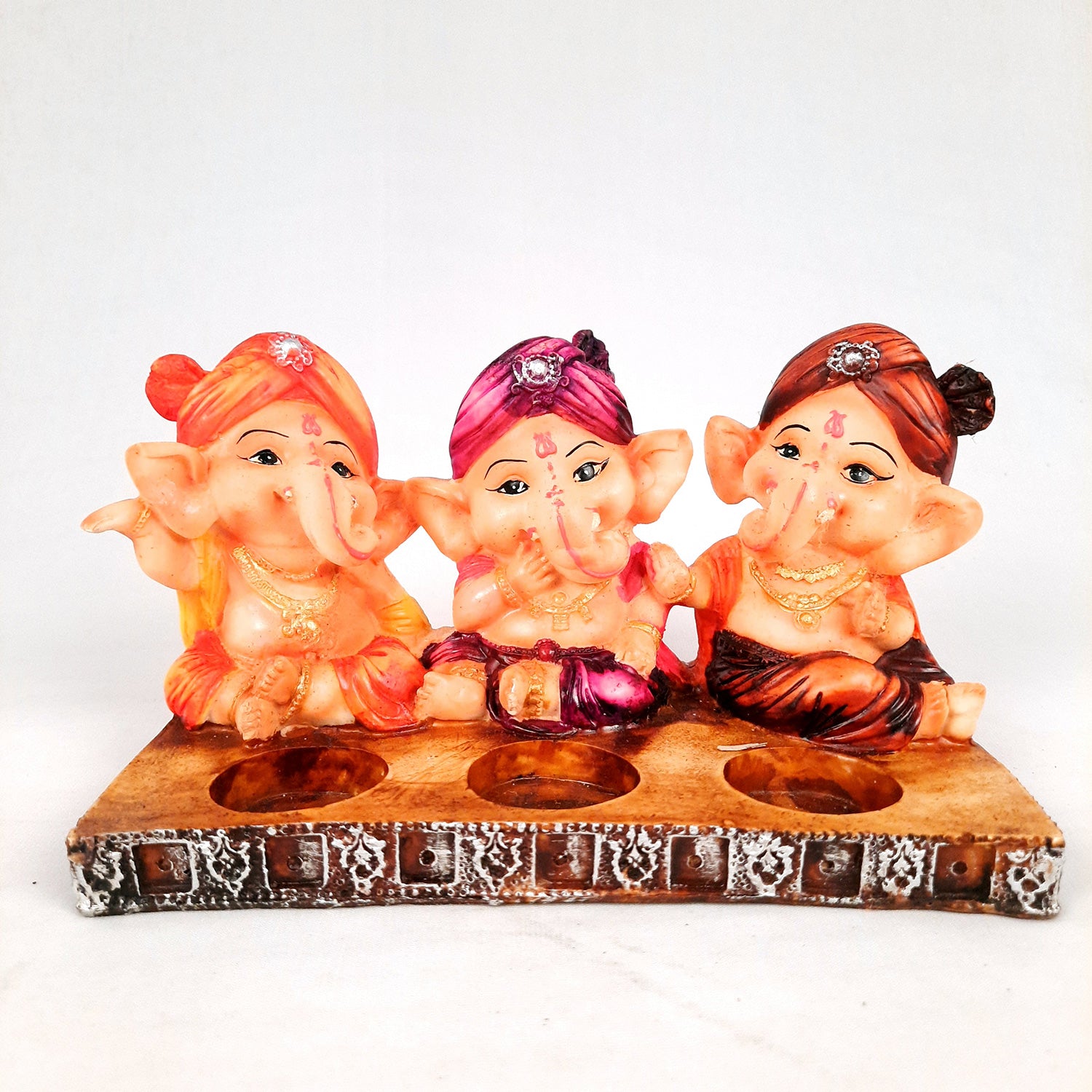 Ganpati Murti | Ganesha Candle Holder - For Home Decor & Gifts - 5 Inch- Apkamart #Color_Multicolour