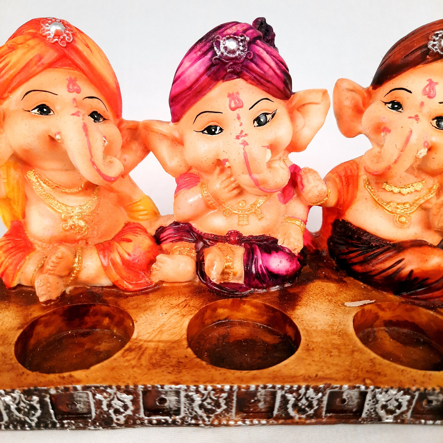 Ganpati Murti | Ganesha Candle Holder - For Home Decor & Gifts - 5 Inch- Apkamart #Color_Multicolour